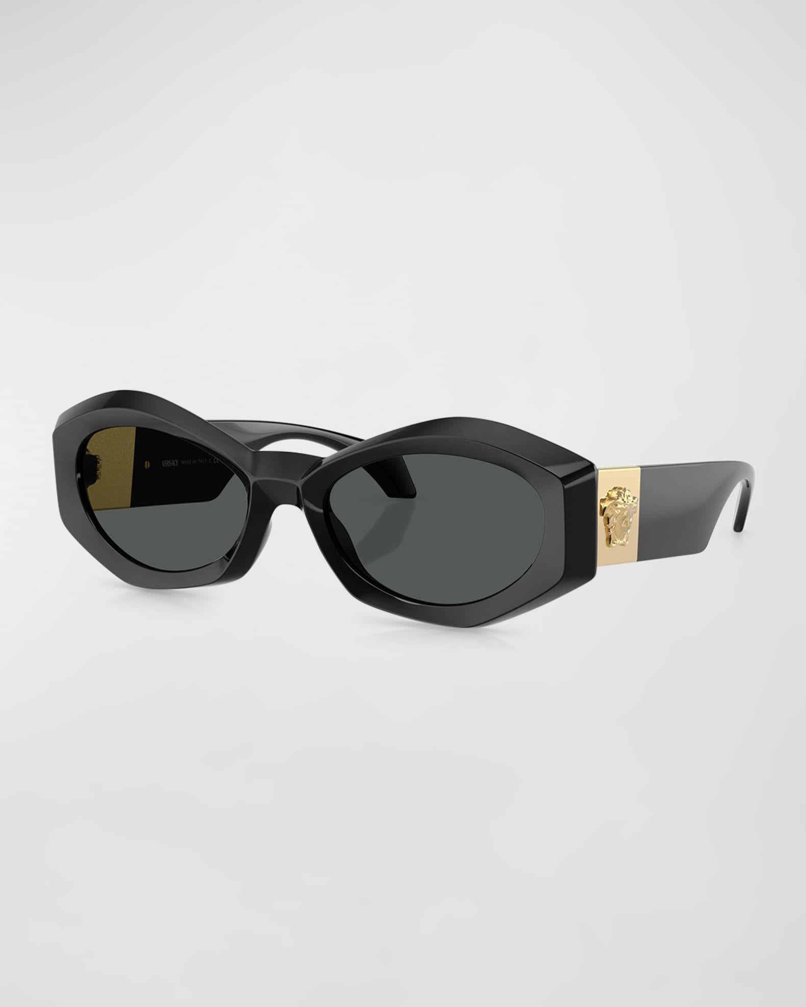 Medusa Plaque Irregular Oval Sunglasses  0