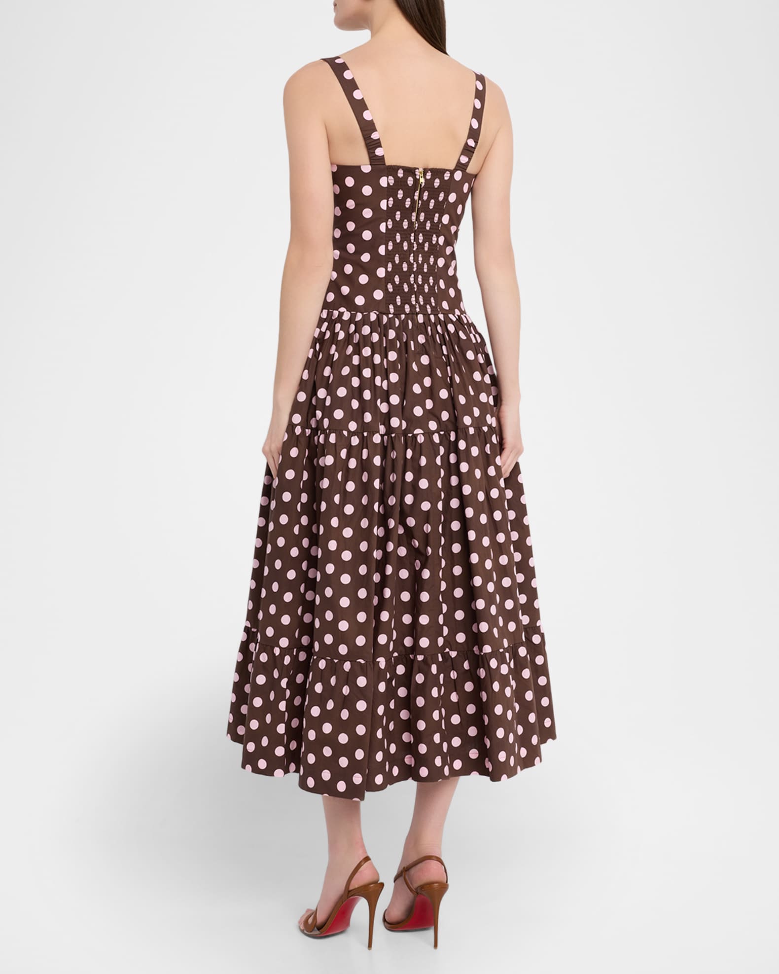 Cara Cara Santiago Bustier Tiered Floral Poplin Midi Dress | Neiman Marcus