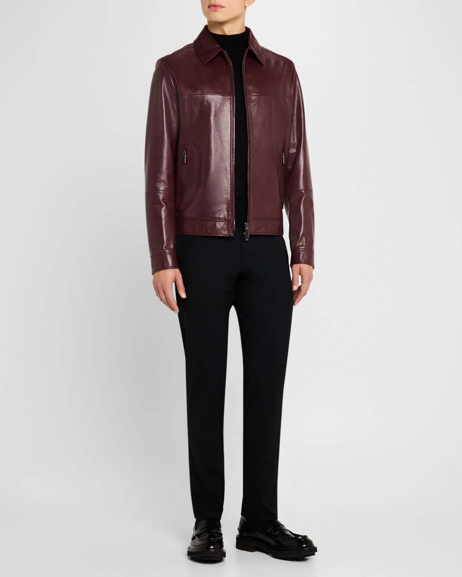Men's Leather Full-Zip Blouson 1