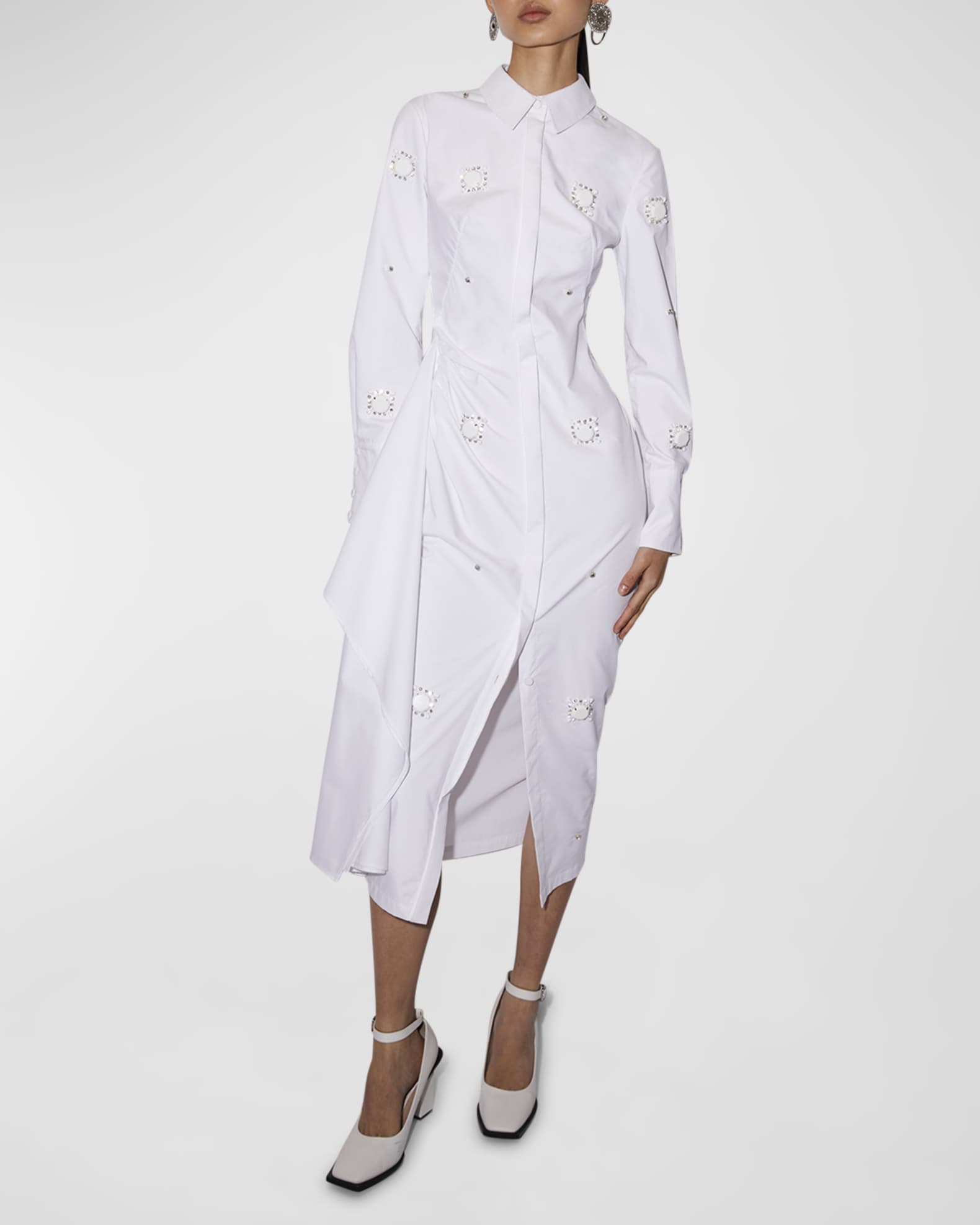 Huishan Zhang Pat broderie-anglaise maxi shirtdress - White