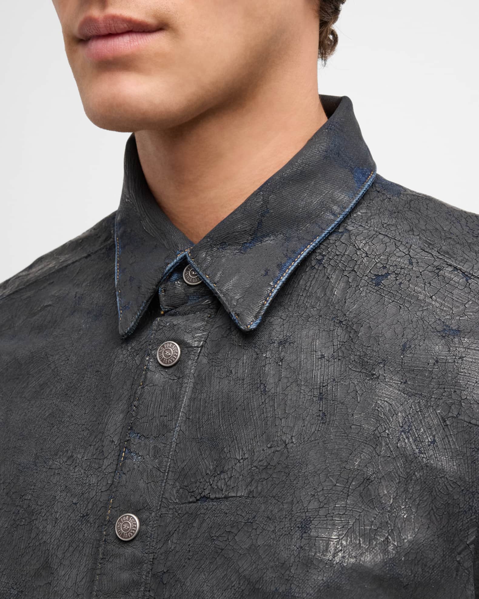 Loose Fit Denim Snap-Front Shirt