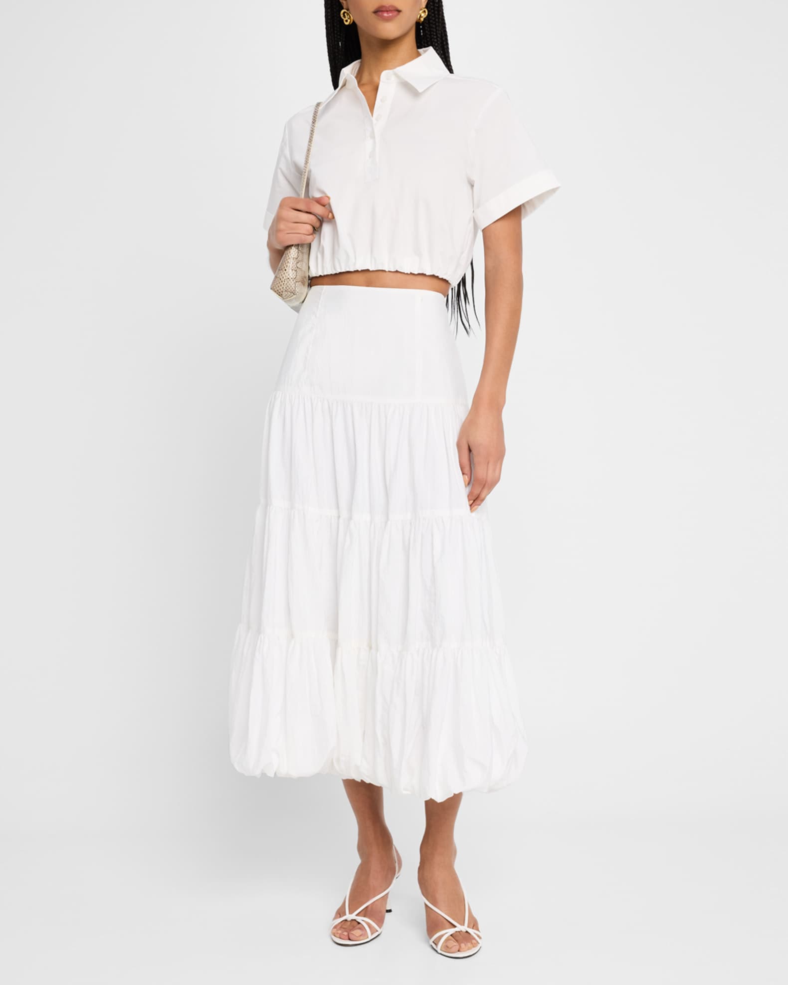 Pyper Tiered Bubble-Hem Midi Skirt 1