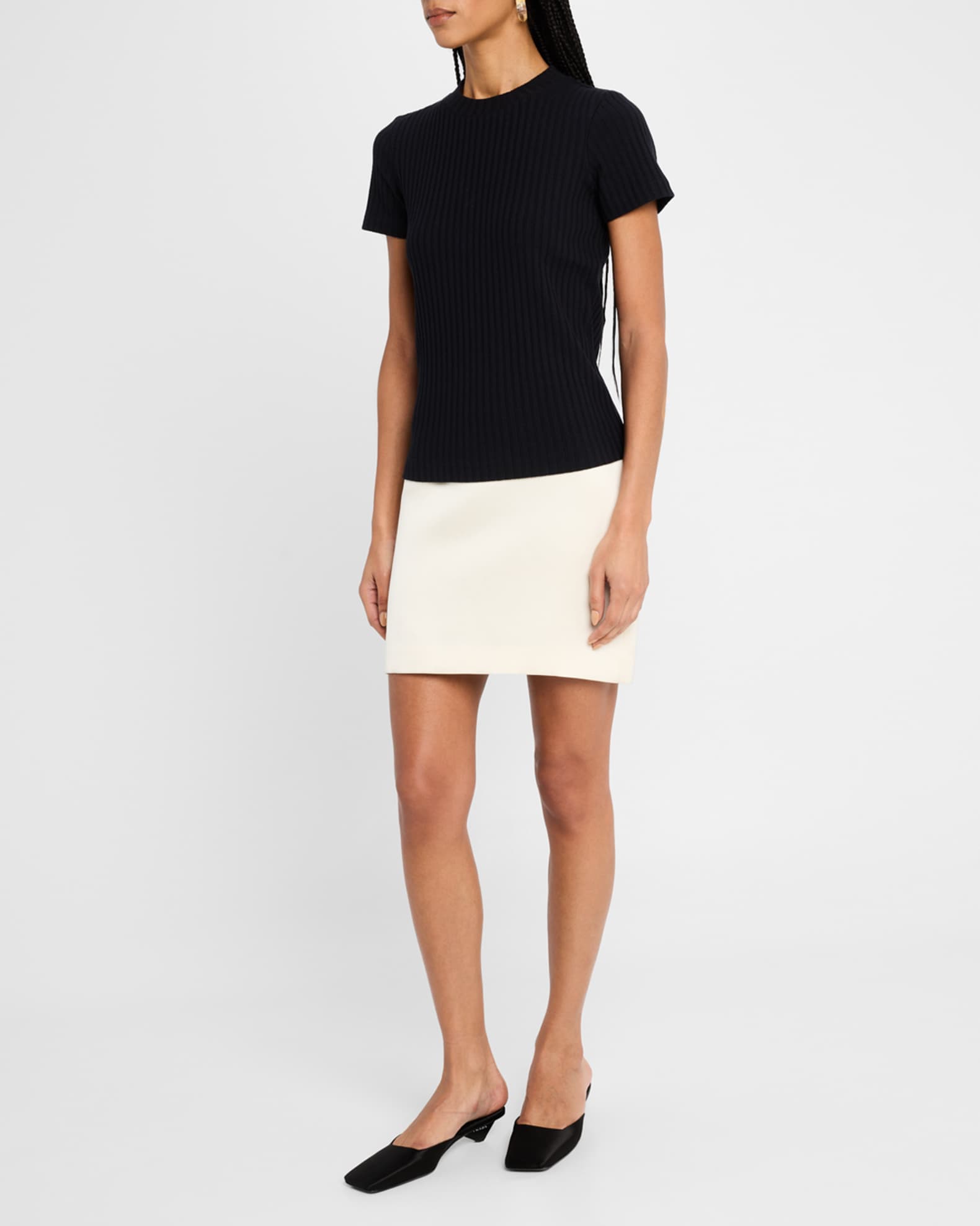 Ribbed Short-Sleeve Crewneck Top 1