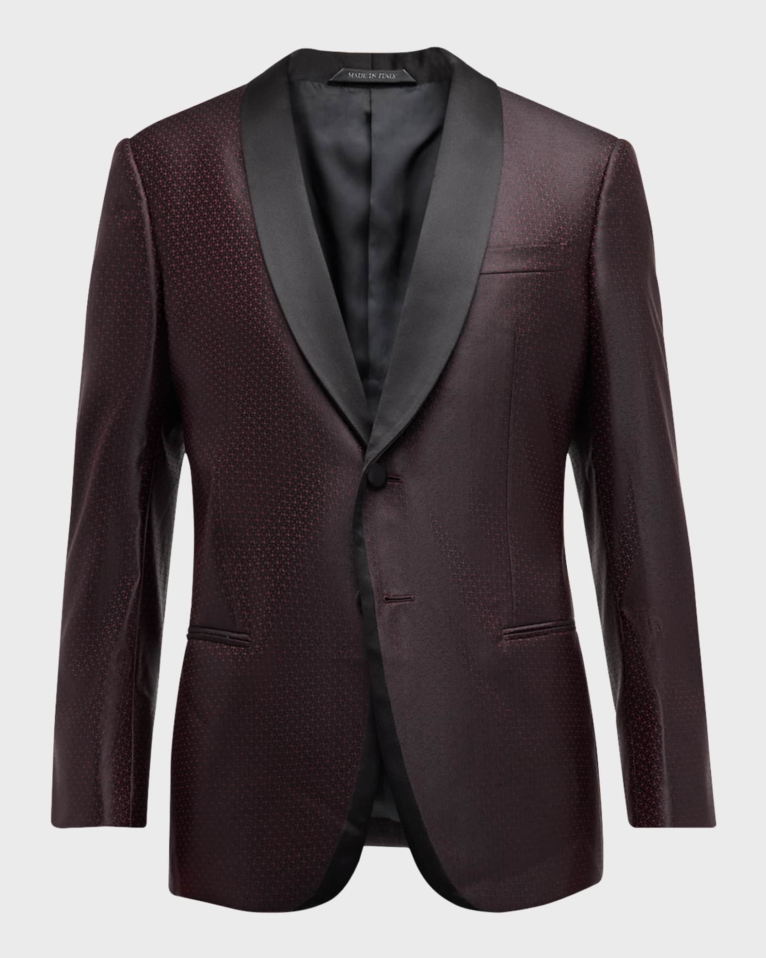 Giorgio Armani Men s Crushed Texture Jacquard Dinner Jacket Red Men s 38R Formalwear Tuxedos Suits Tuxedo Dinner Jackets