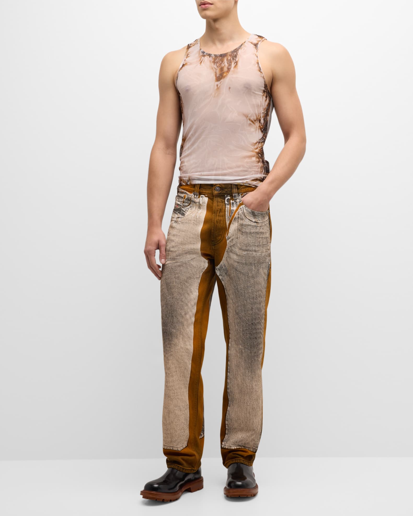 Diesel Men's Trompe L'oeil Loose-Fit Jeans | Neiman Marcus