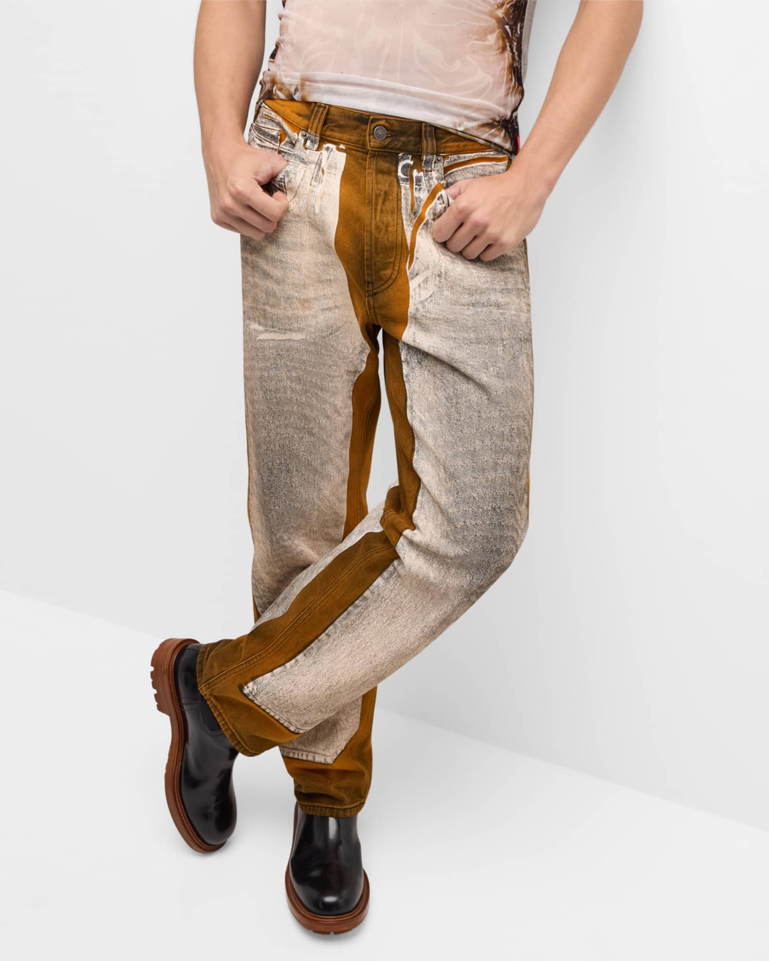Diesel Men's Trompe L'oeil Loose-Fit Jeans | Neiman Marcus