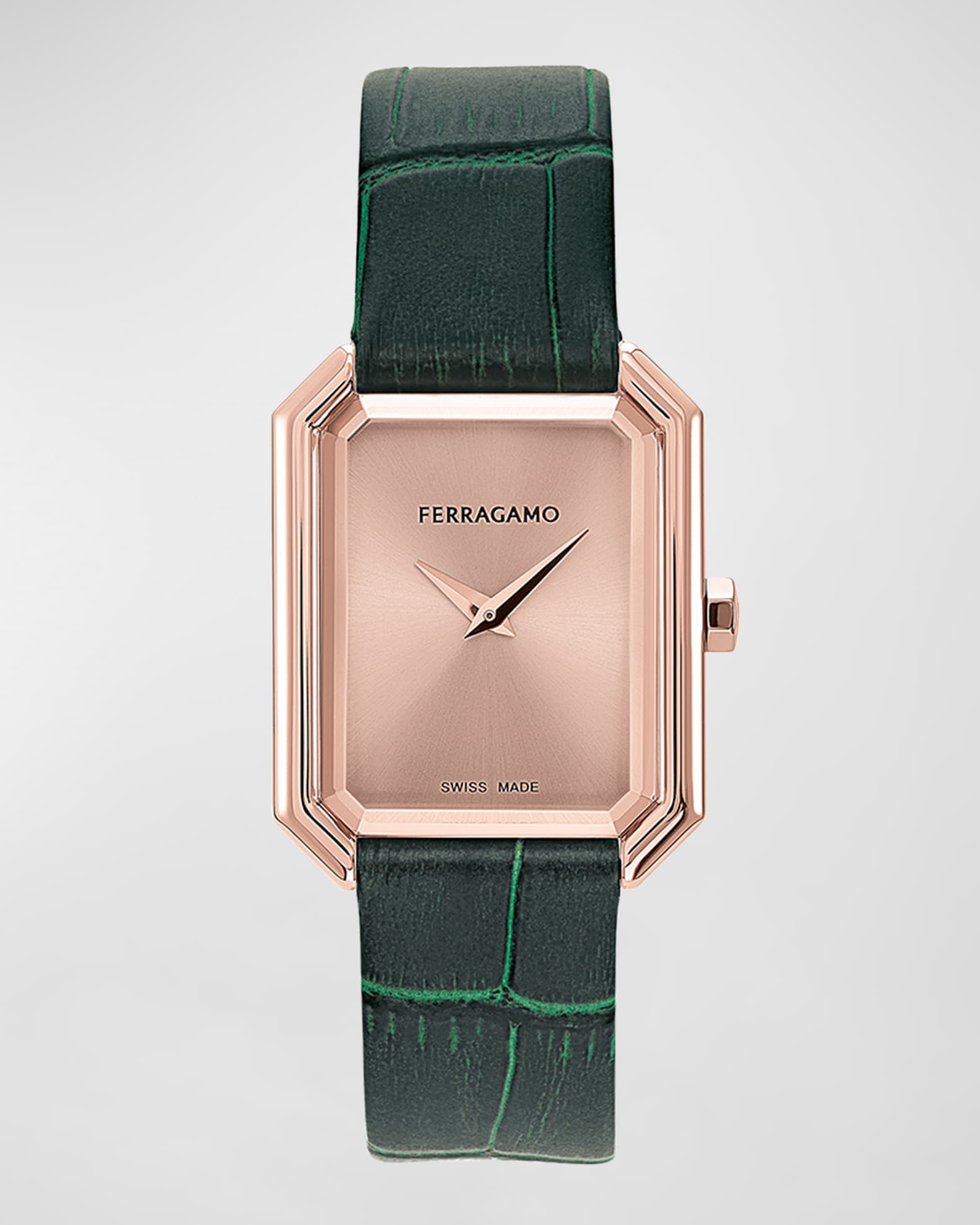 Ferragamo 26.5x33.5mm Ferragamo Crystal Watch with Calf Leather Strap Neiman Marcus