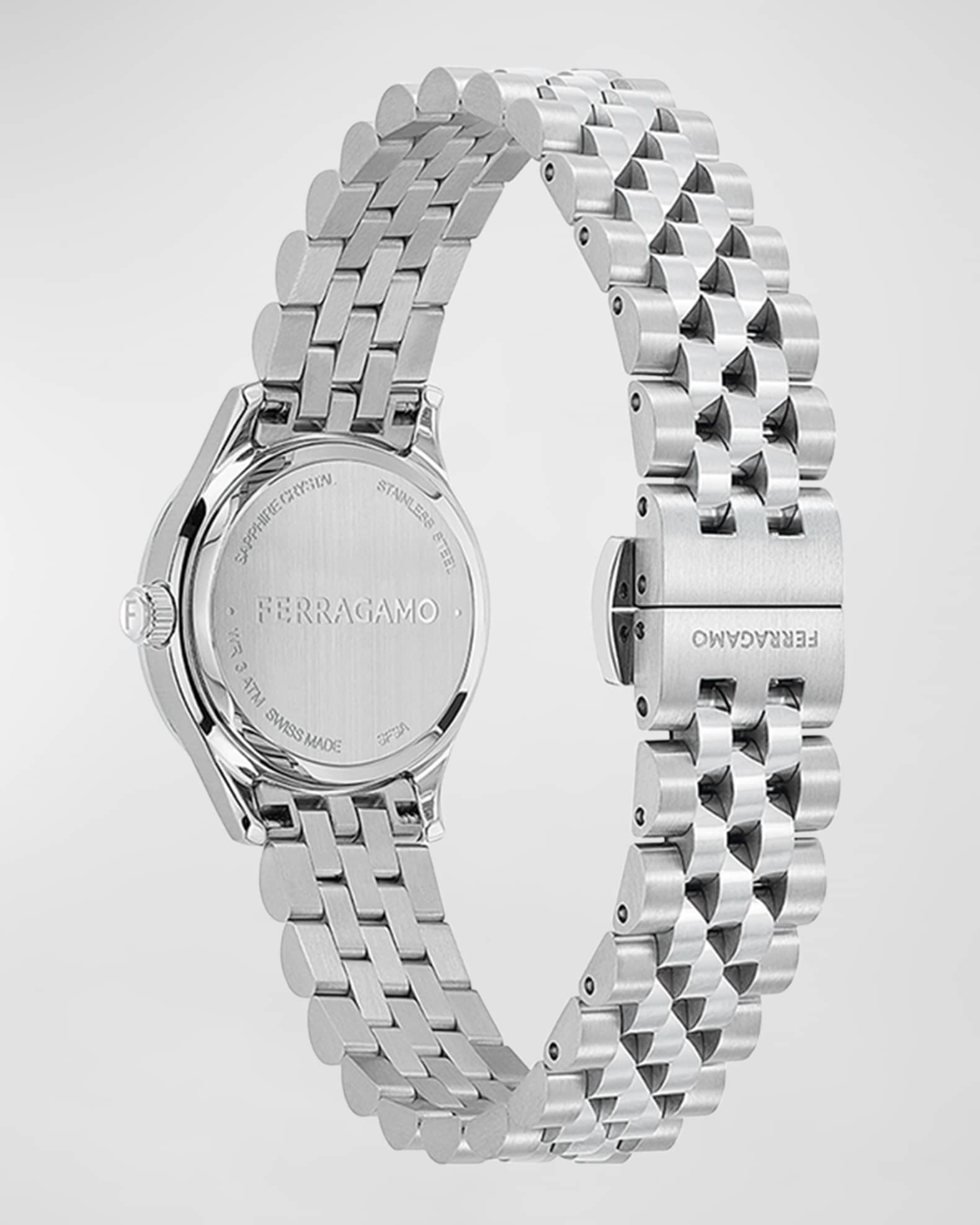 25mm Ferragamo Duo Mini Watch with Silver Dial Stainless Steel