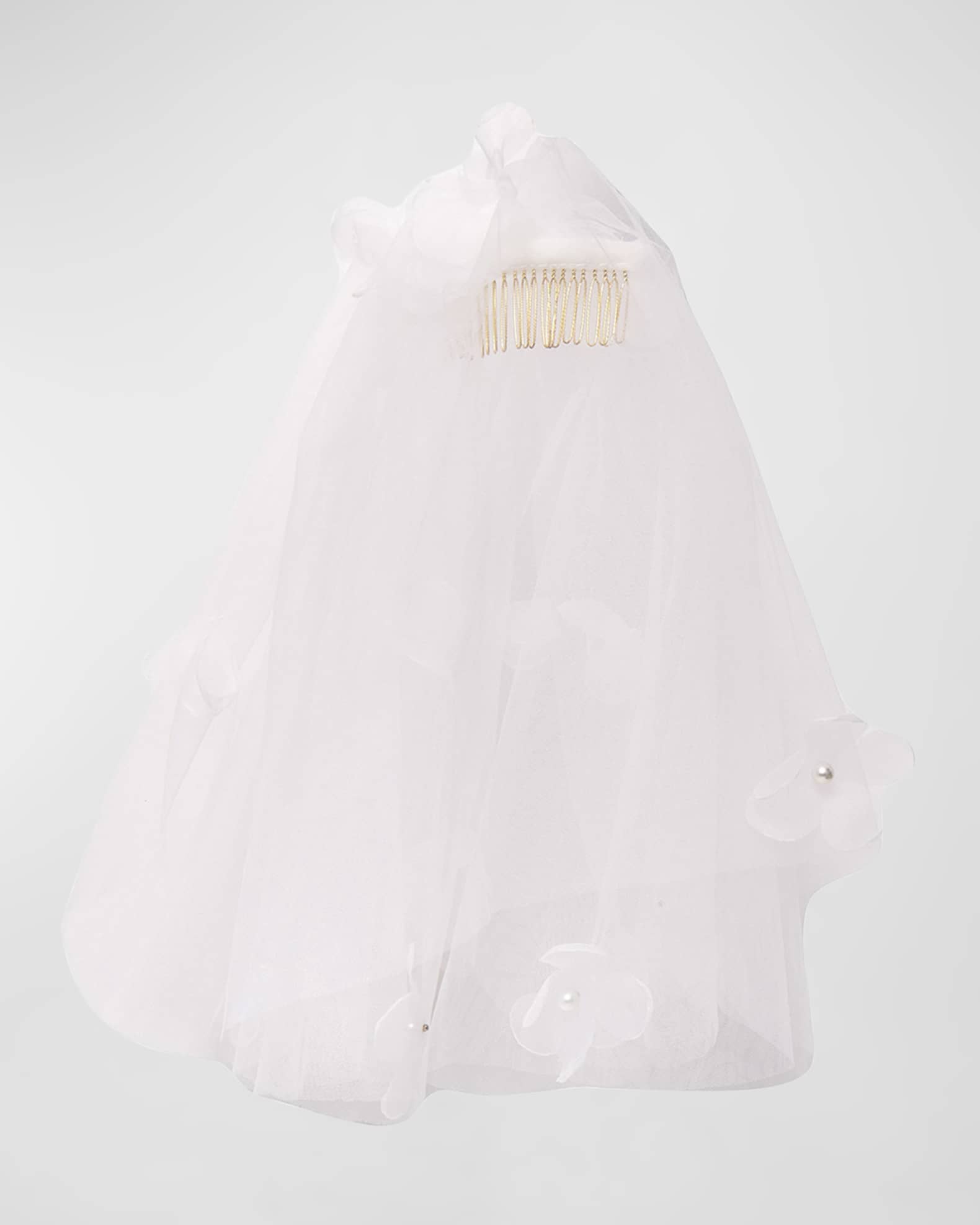 Lele Sadoughi Pearly Poppy Floral Veil Comb