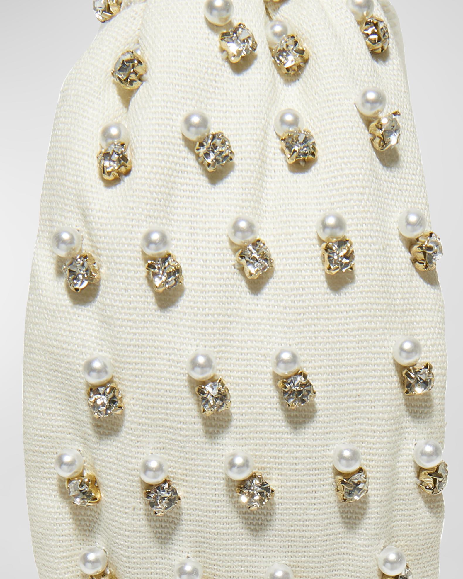 Lele Sadoughi Nautilus Embellished Knotted Headband NWT Lele Sadoughi Velvet Pearl Knotted Headband - Jet - Murray main image 3
