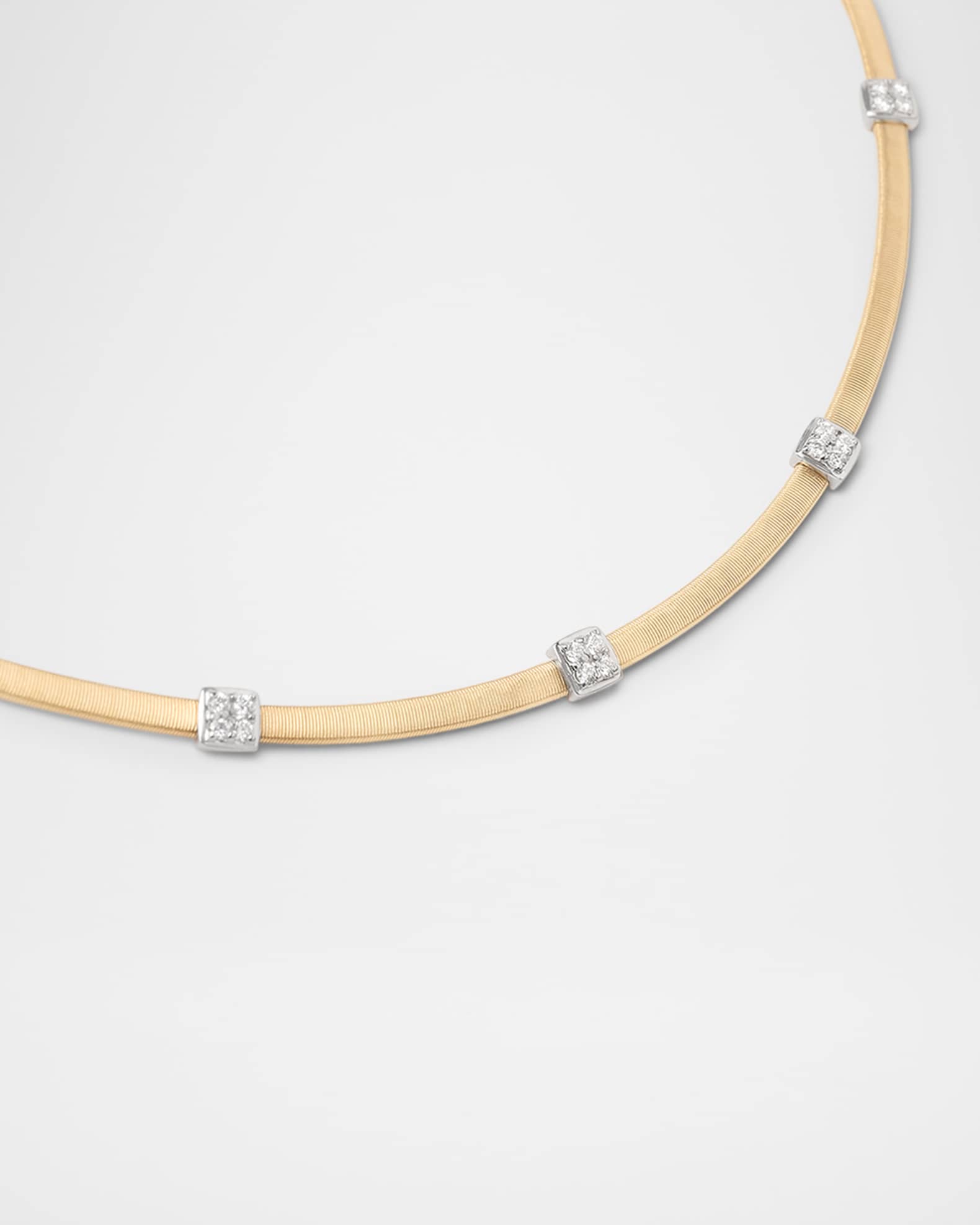 18K Yellow Gold Pave Diamond Choker Necklace 1