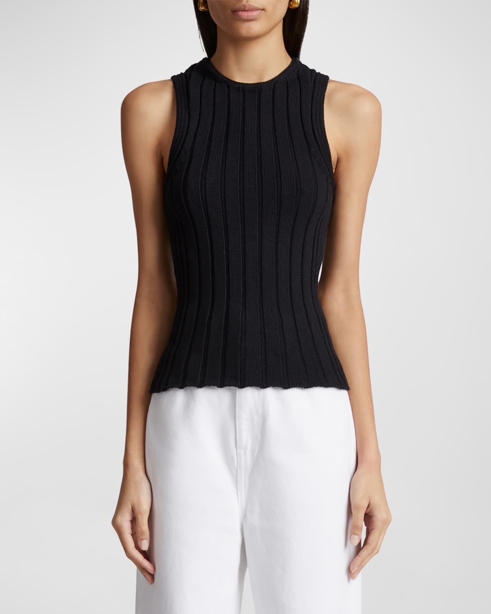Khaite Manu Wide Rib Knit Tank Top