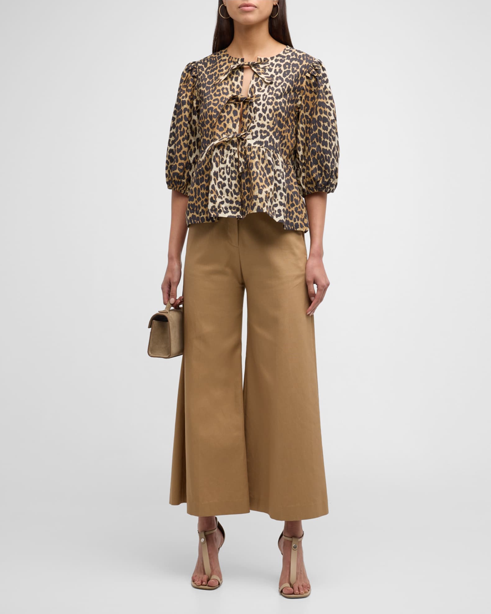 Printed Self-Tie Peplum Blouse 1
