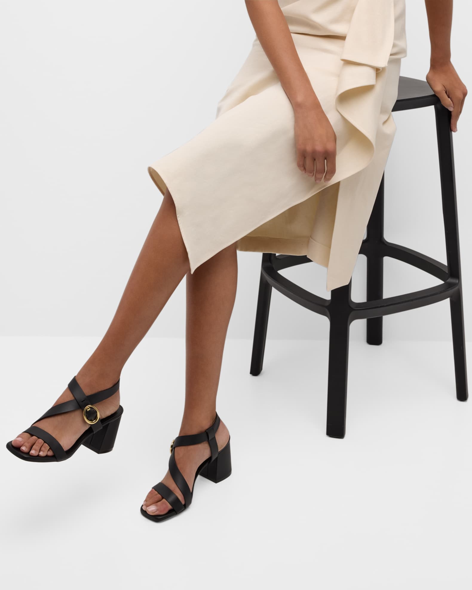 Stuart Weitzman Benni Block Heel Leather Sandals Neiman Marcus