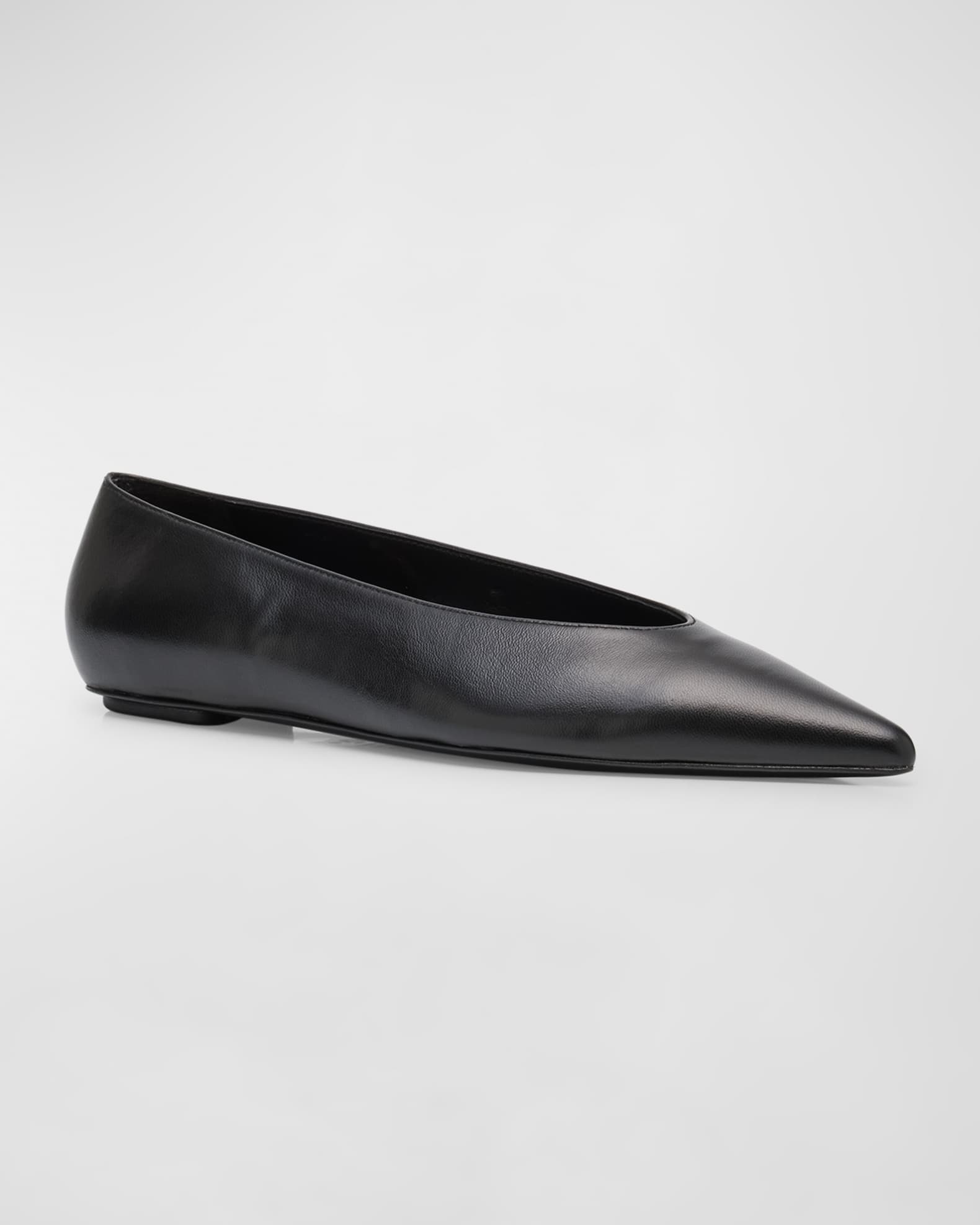 Lina Leather Point-Toe Ballerina Flats