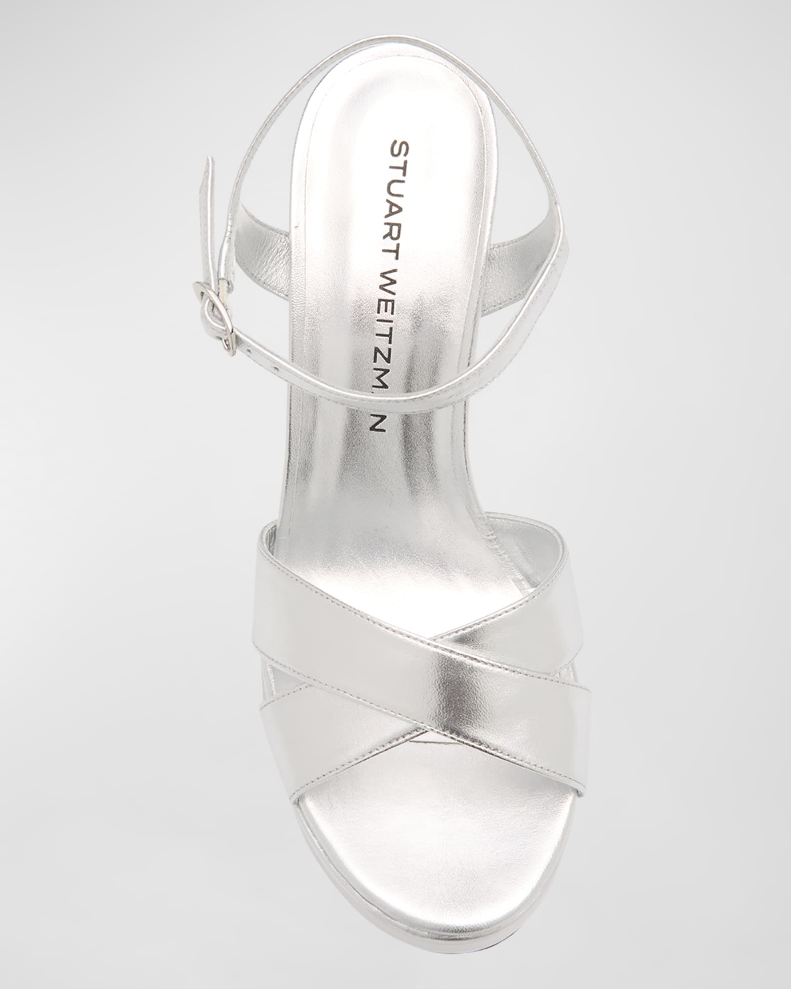 Stuart Weitzman Dayna Metallic Crisscross Platform Sandals