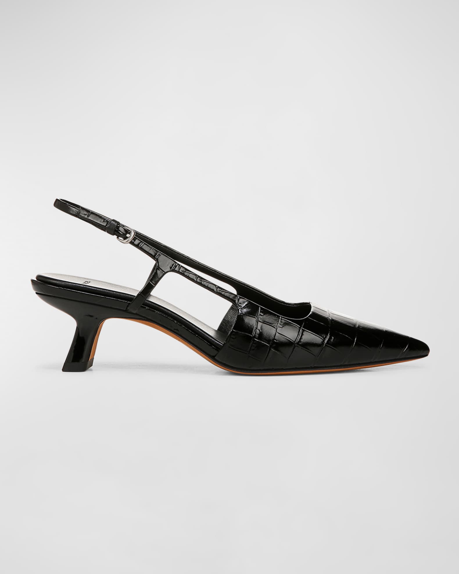 Vince Bianca Croco Kitten Slingback Pumps