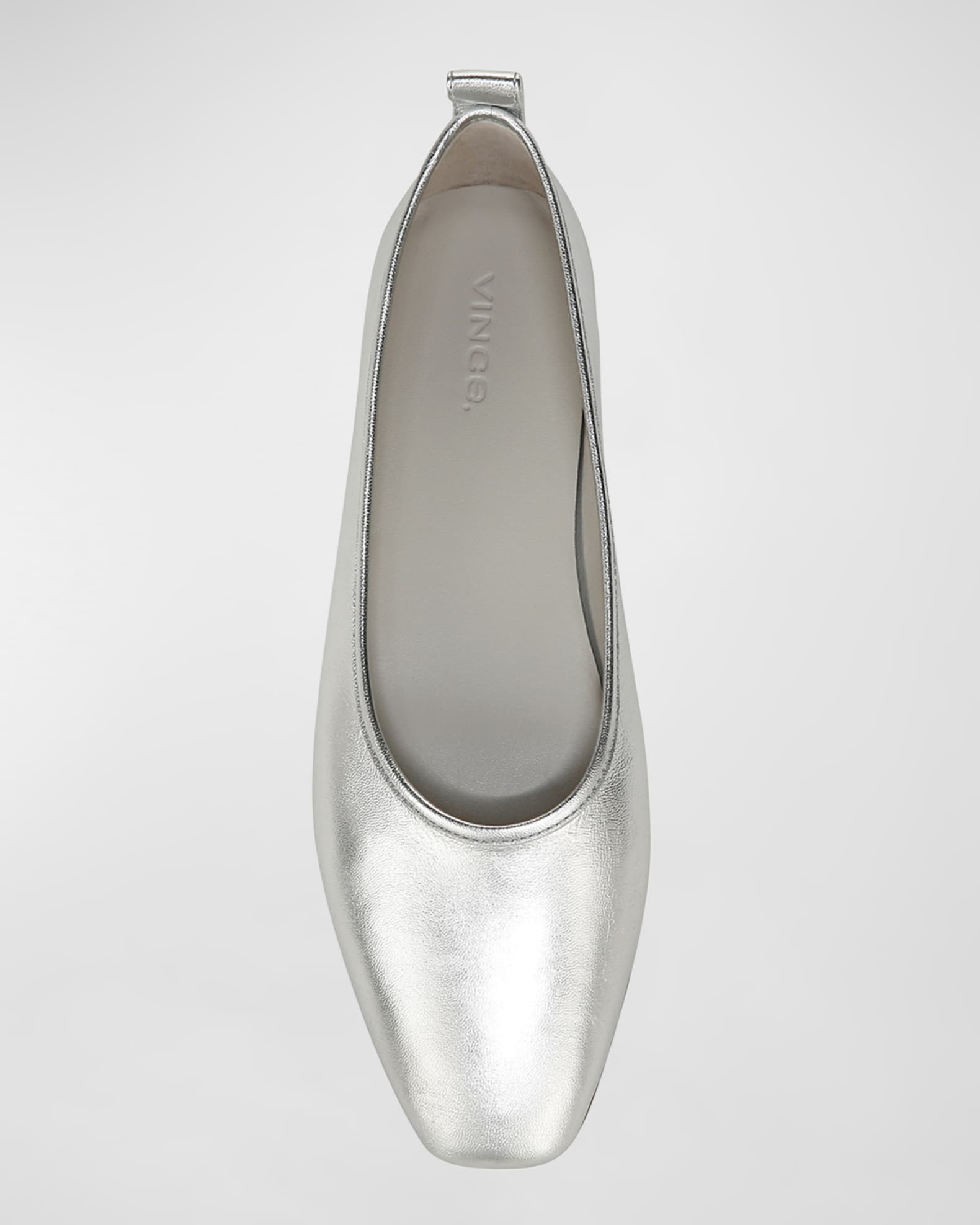 Vince Vivian Metallic Ballerina Flats Silver Leather