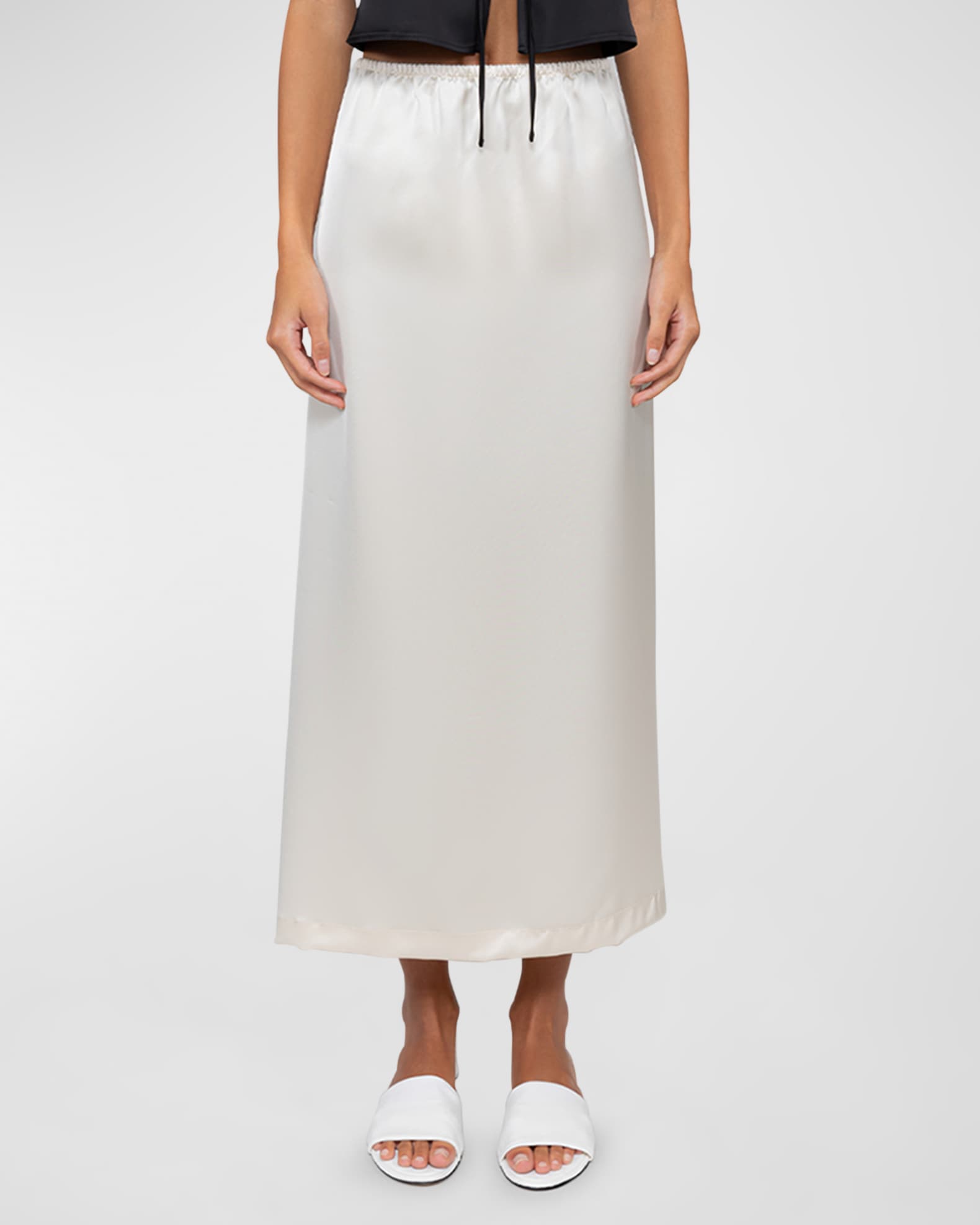 LESET Off-White Barb Midi Dress