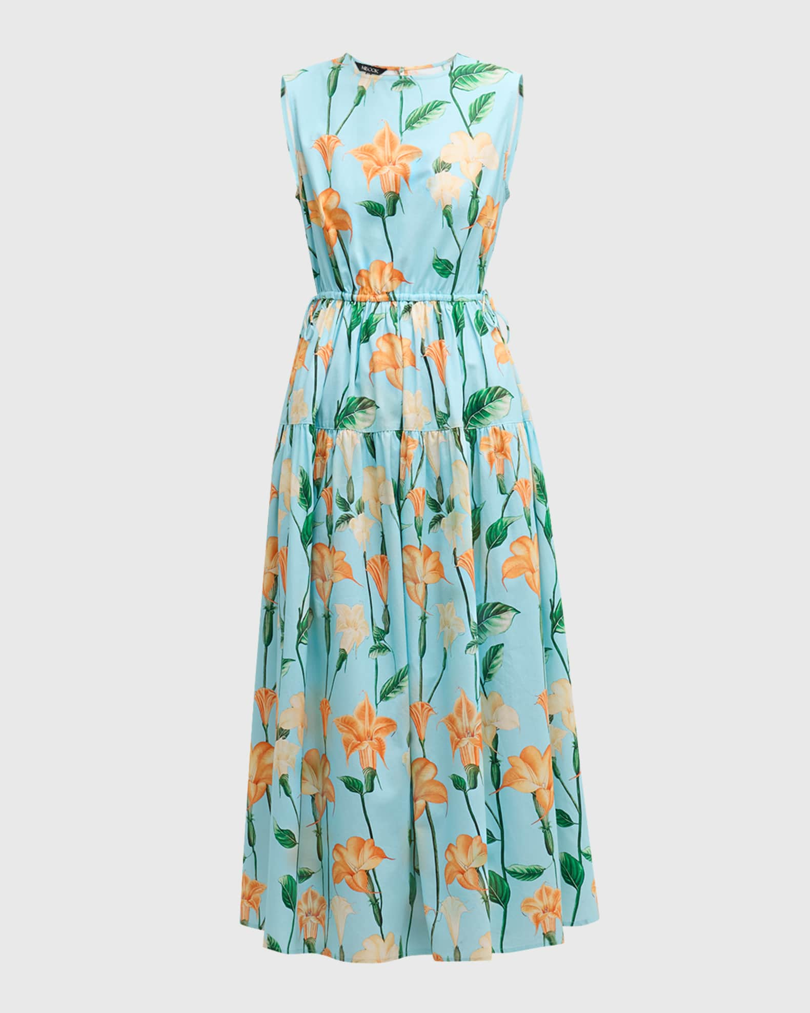 Floral-print cotton midi dress