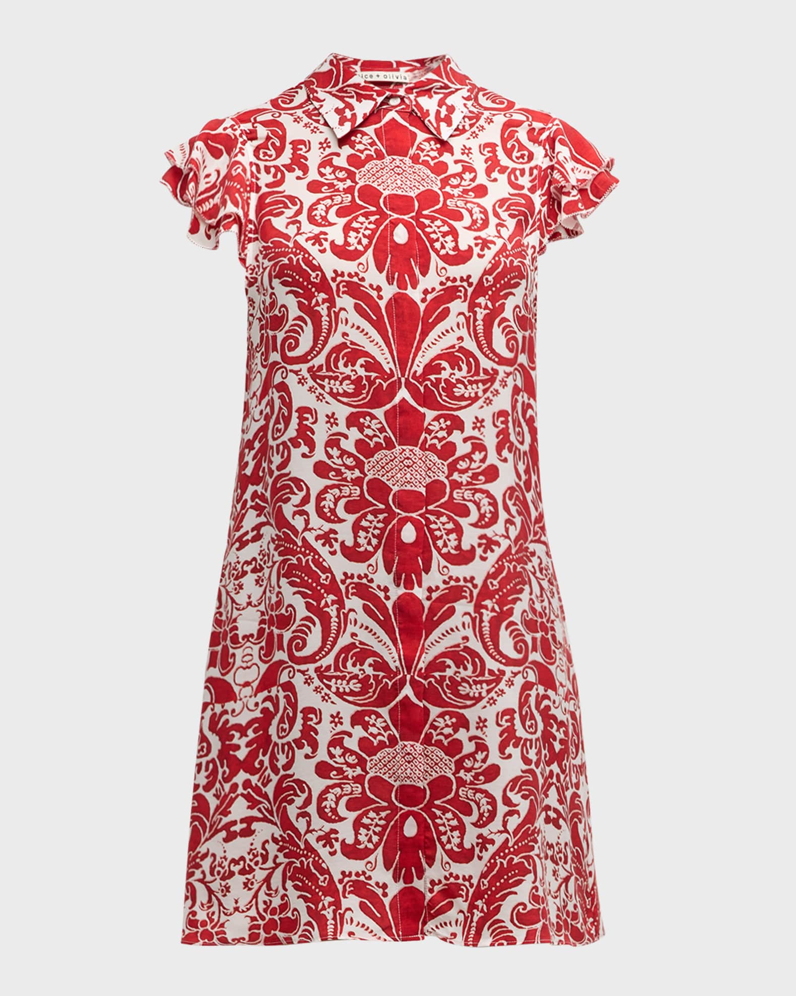 Alice Olivia Jem Puff Sleeve Mini Shirtdress Neiman Marcus