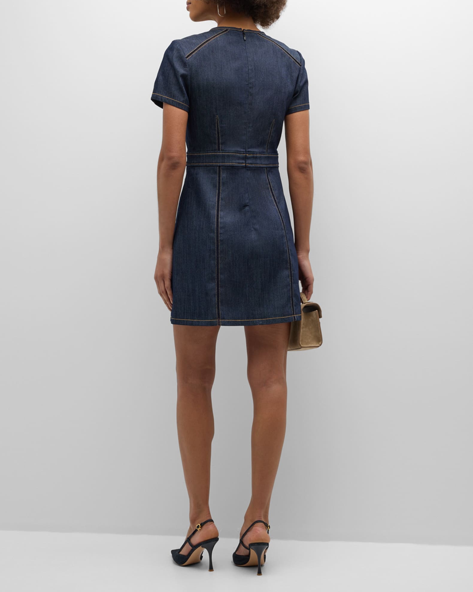 【AJE】ベルト付きデニムワンピースGianna Denim Midi Dress Cinq à Sept Vega Floral Denim Fit-N-Flare Midi-Dress | Saks