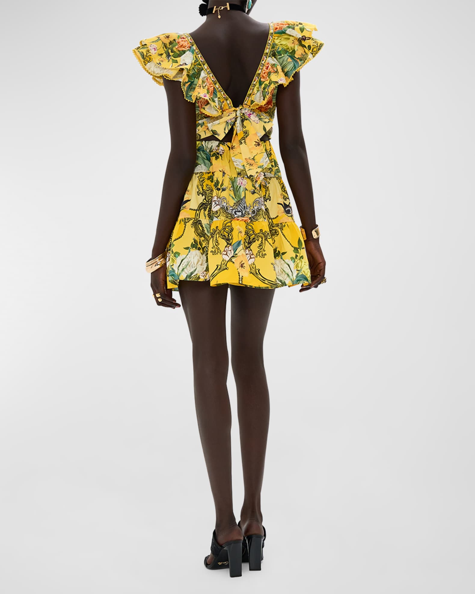 Camilla Floral Tiered Minidress Paths of Gold
