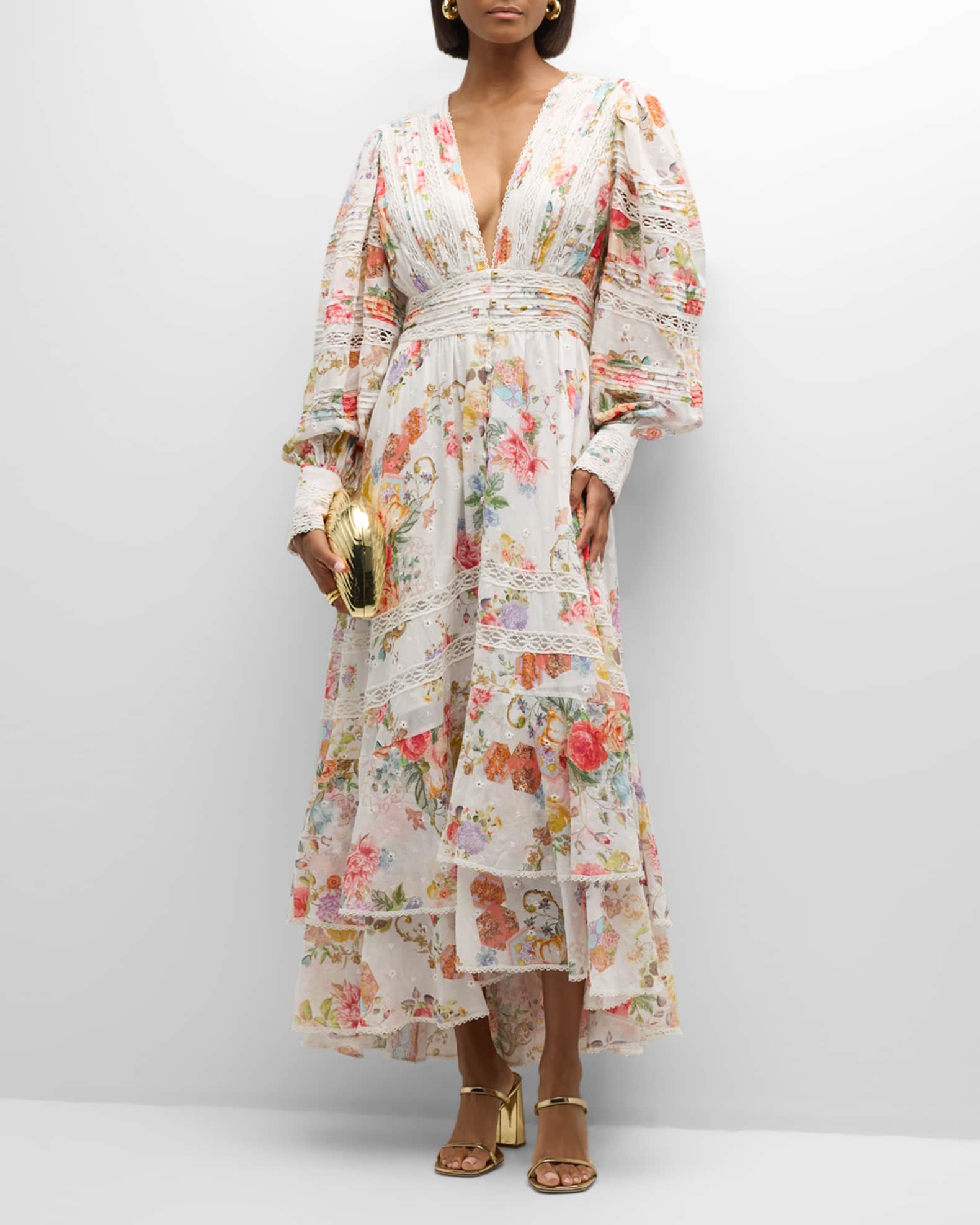 The Skye Floral Border Button Front Maxi Dress main image 1