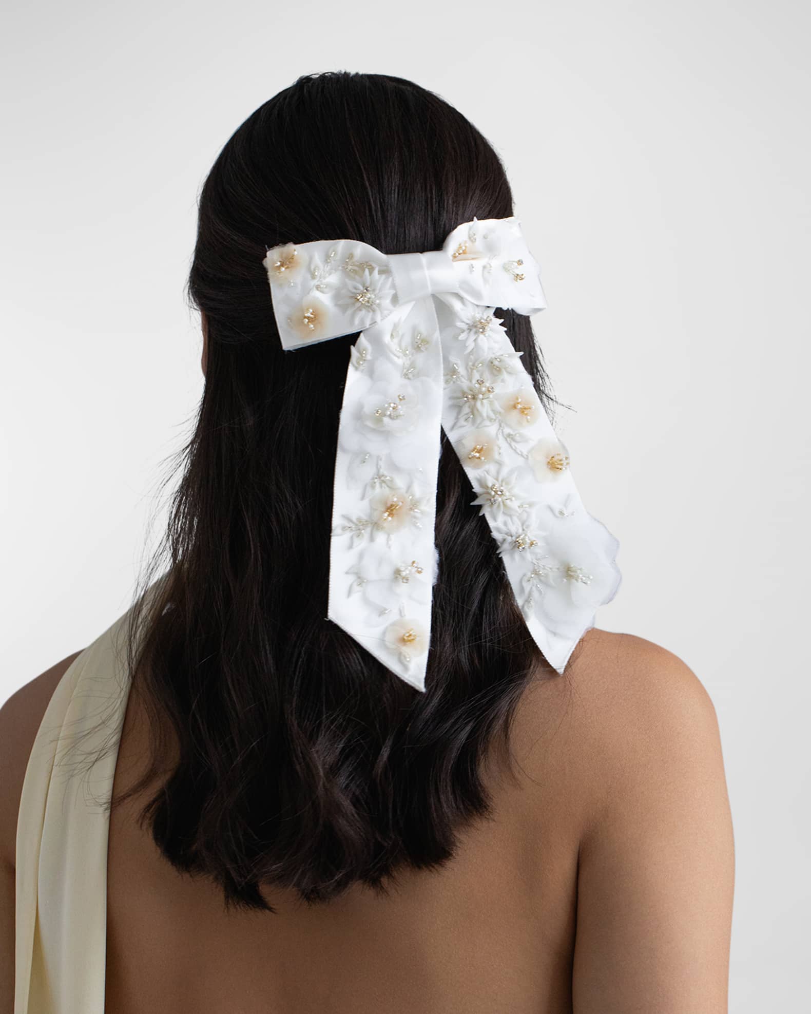 Krista Floral Bow Barrette  1
