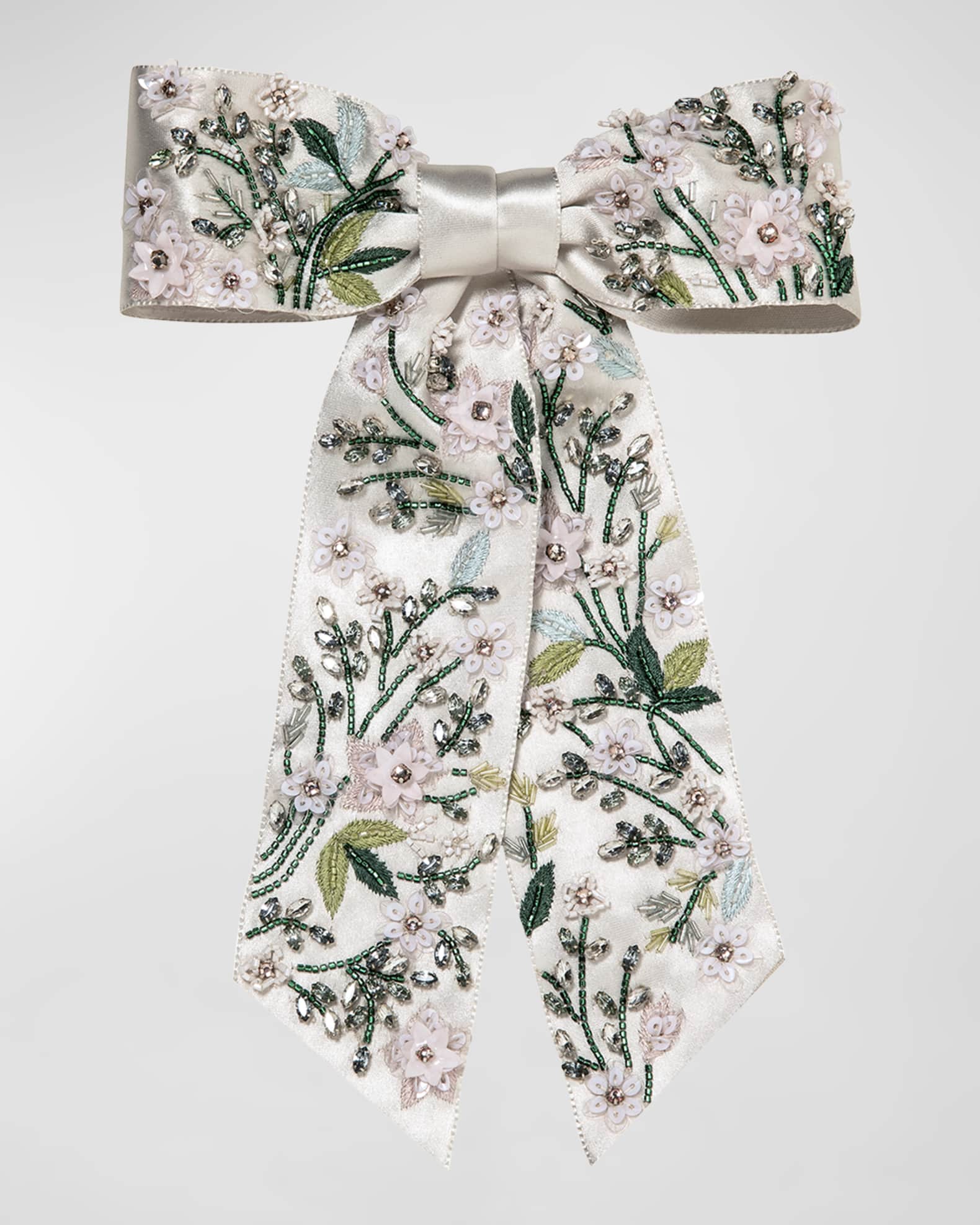Jennifer Behr Lonnie Floral Embellished Bow Barrette