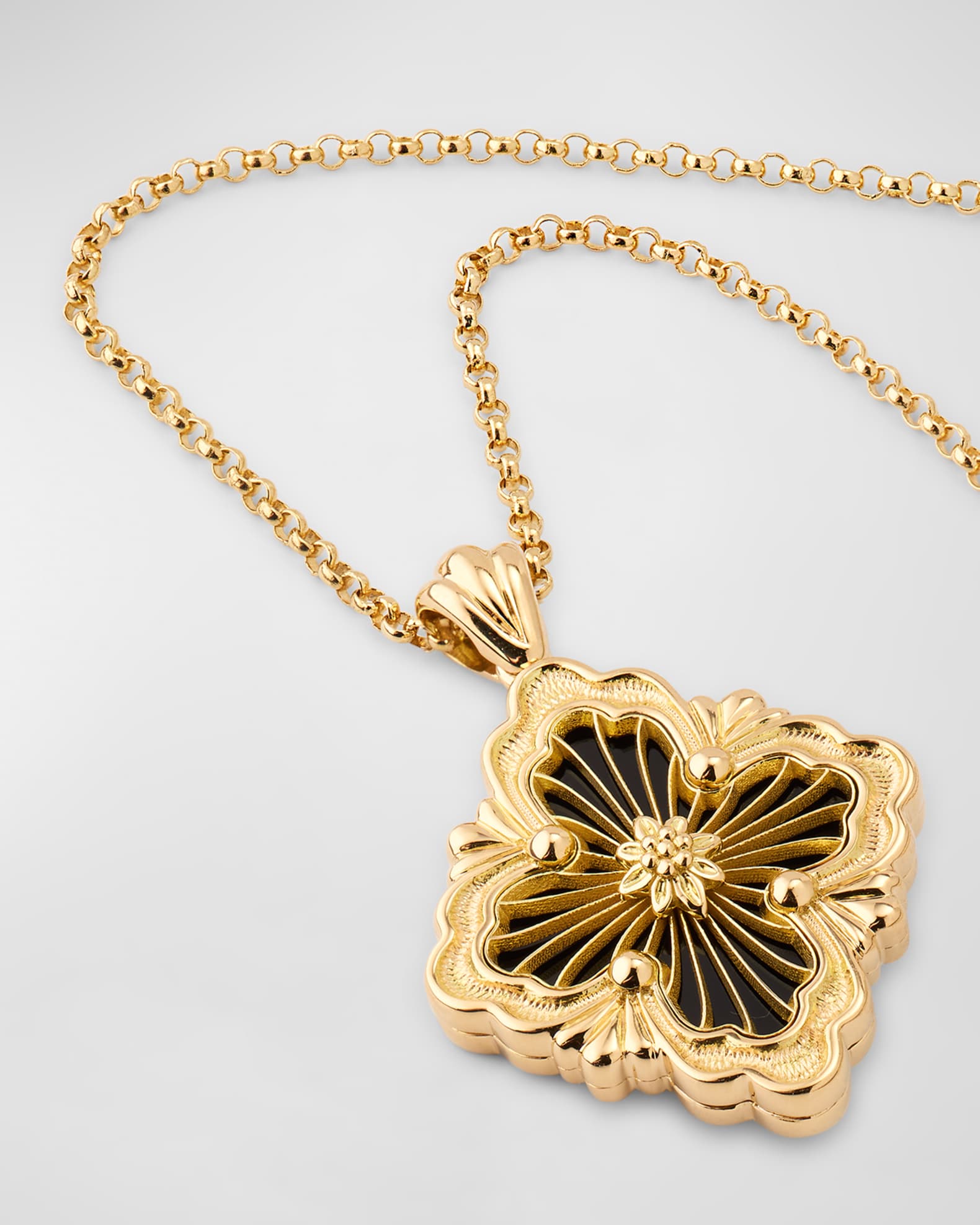 Buccellati Opera Tulle 18K Yellow Gold Pendant Necklace with Onyx ...