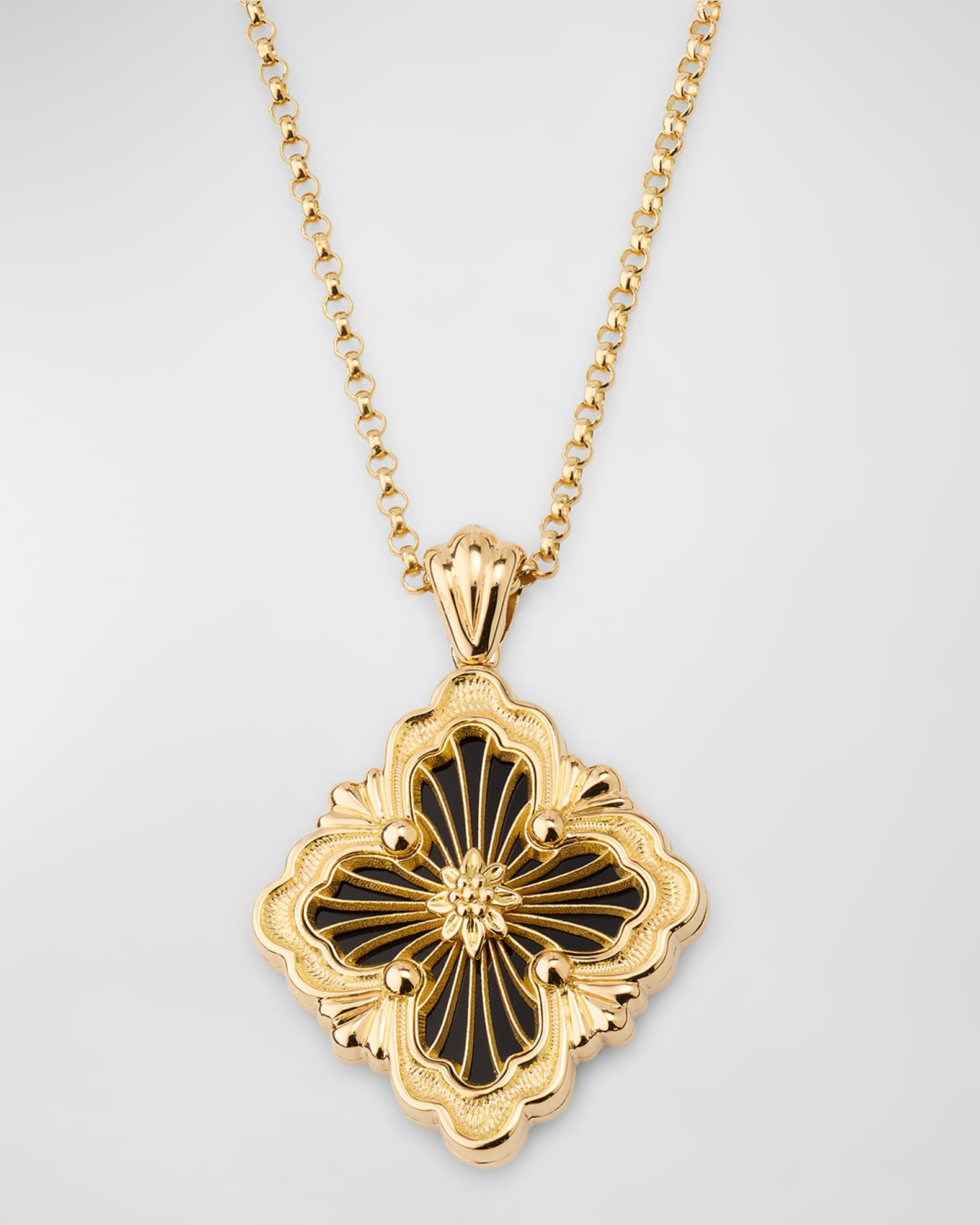 Buccellati Opera Tulle 18K Yellow Gold Pendant Necklace with Onyx ...