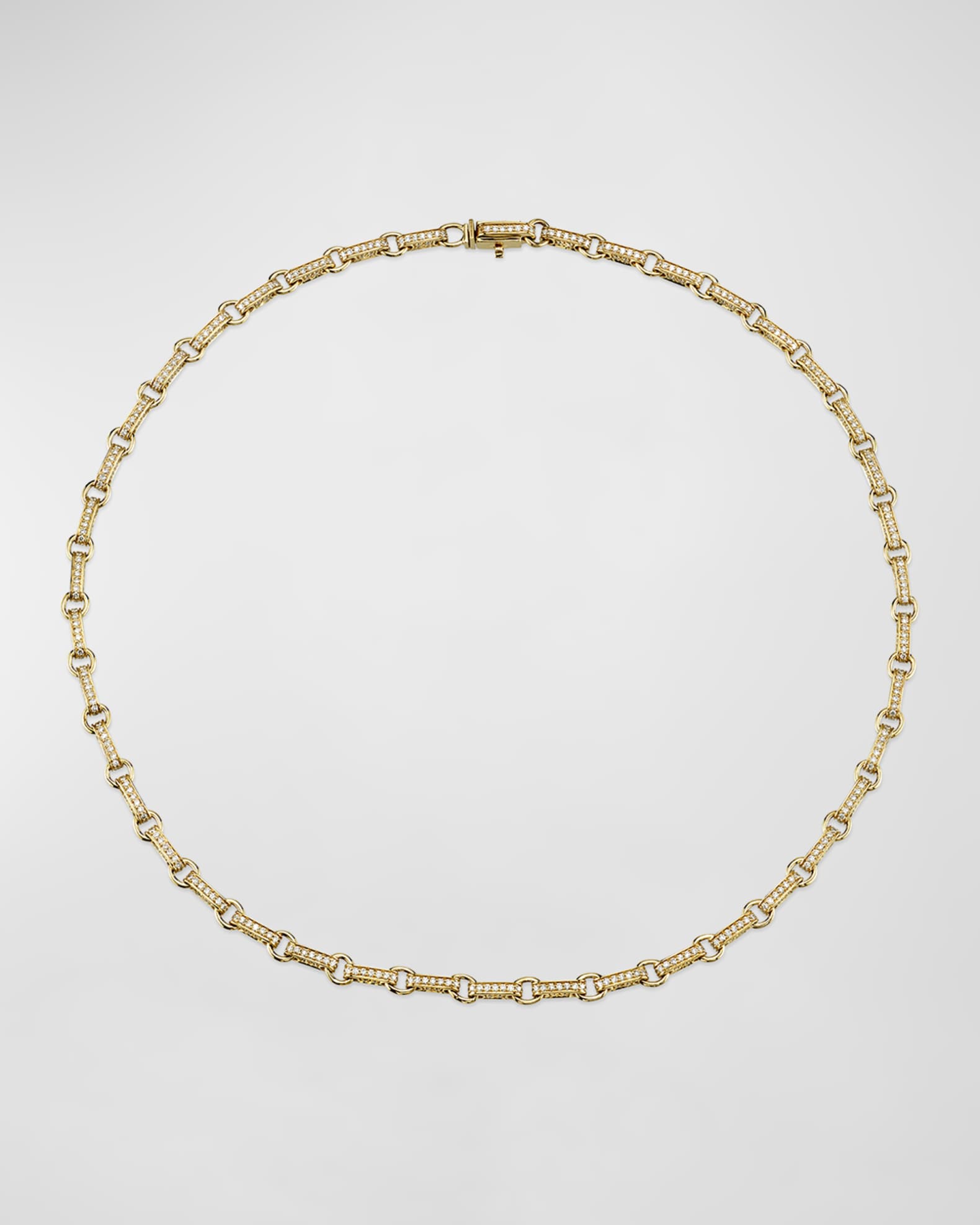 Round Rectangle Link Necklace with Diamonds 0