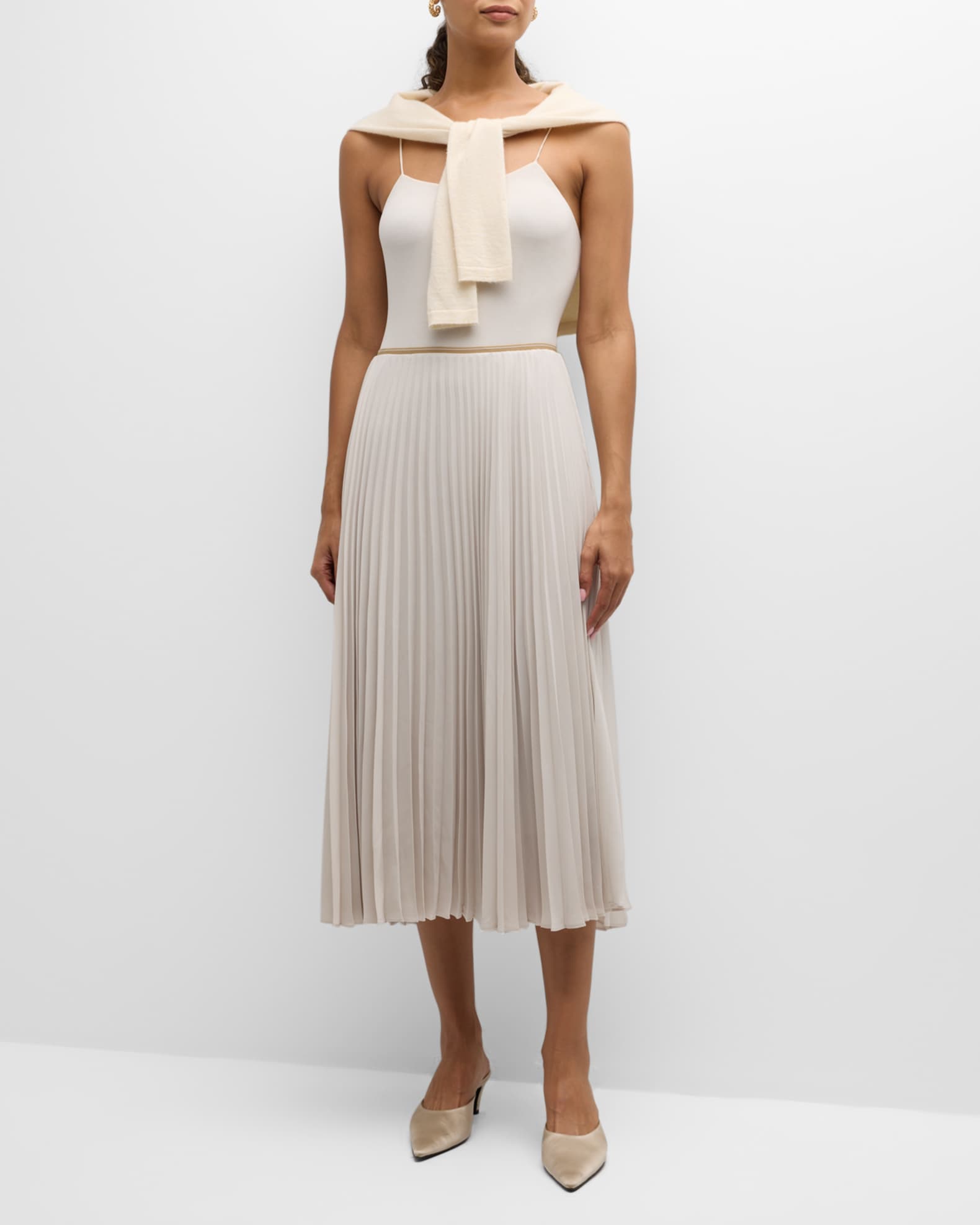 Vince pleated draped plaid midi skirt sales