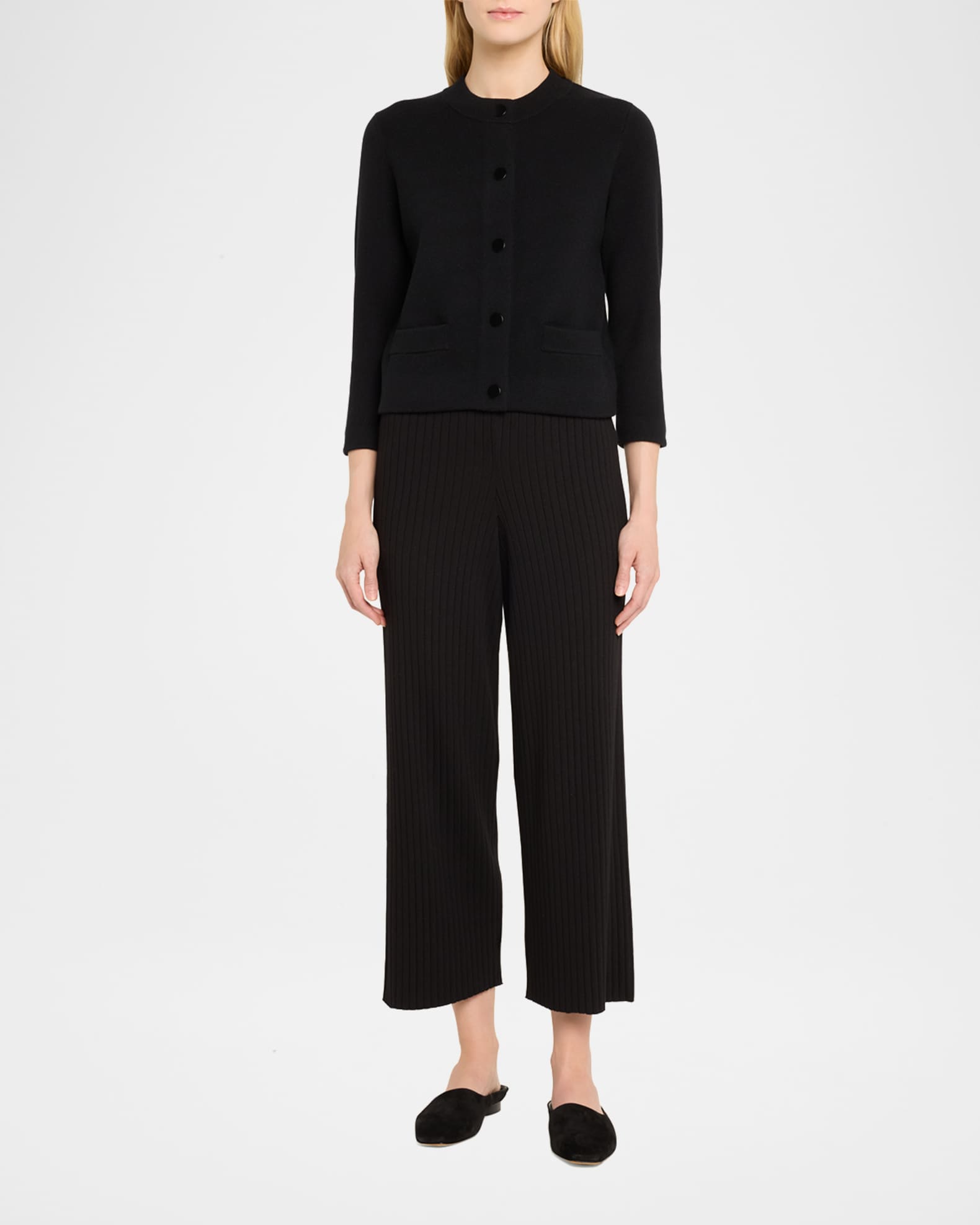 Wool and Cashmere Shrunken Snap Cardigan 1
