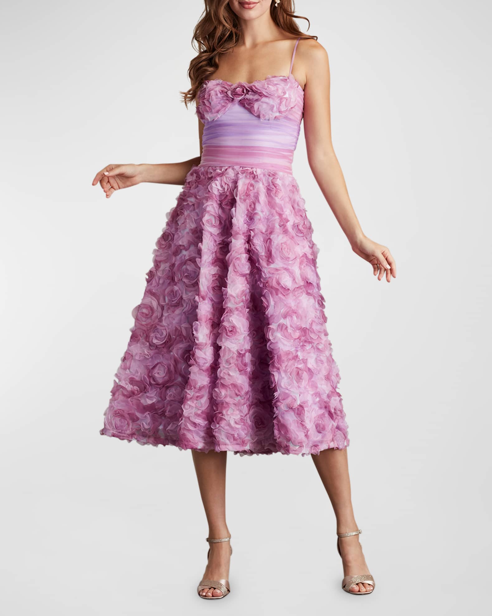 Sleeveless Rosette Sweetheart Midi Dress