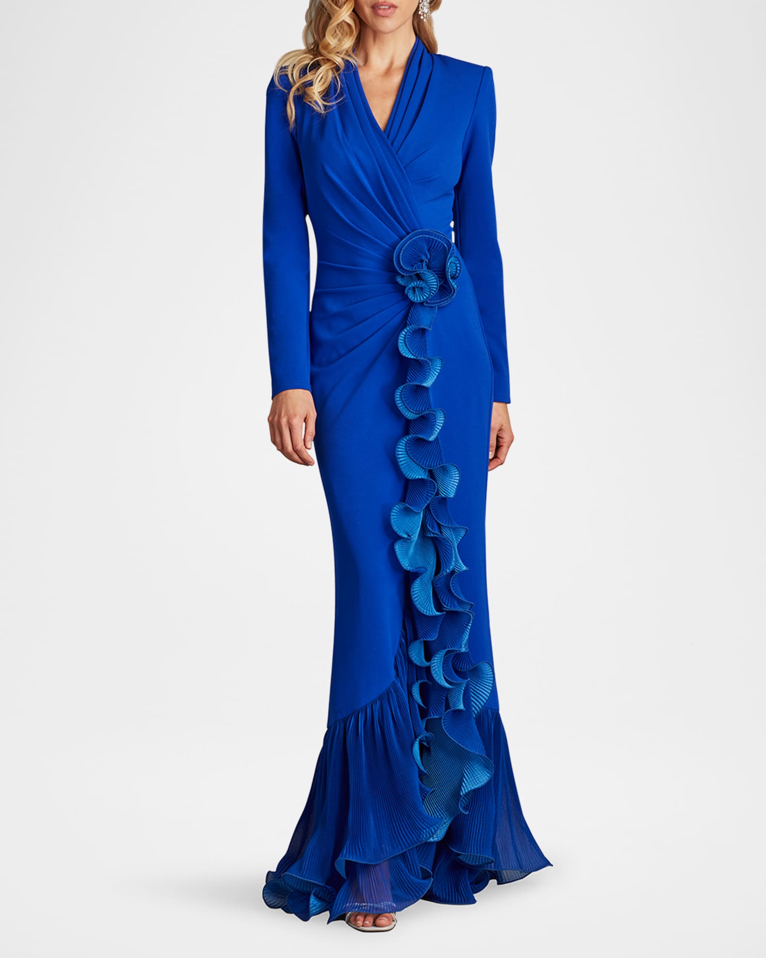 Pleated Ruffle Trumpet Gown 1