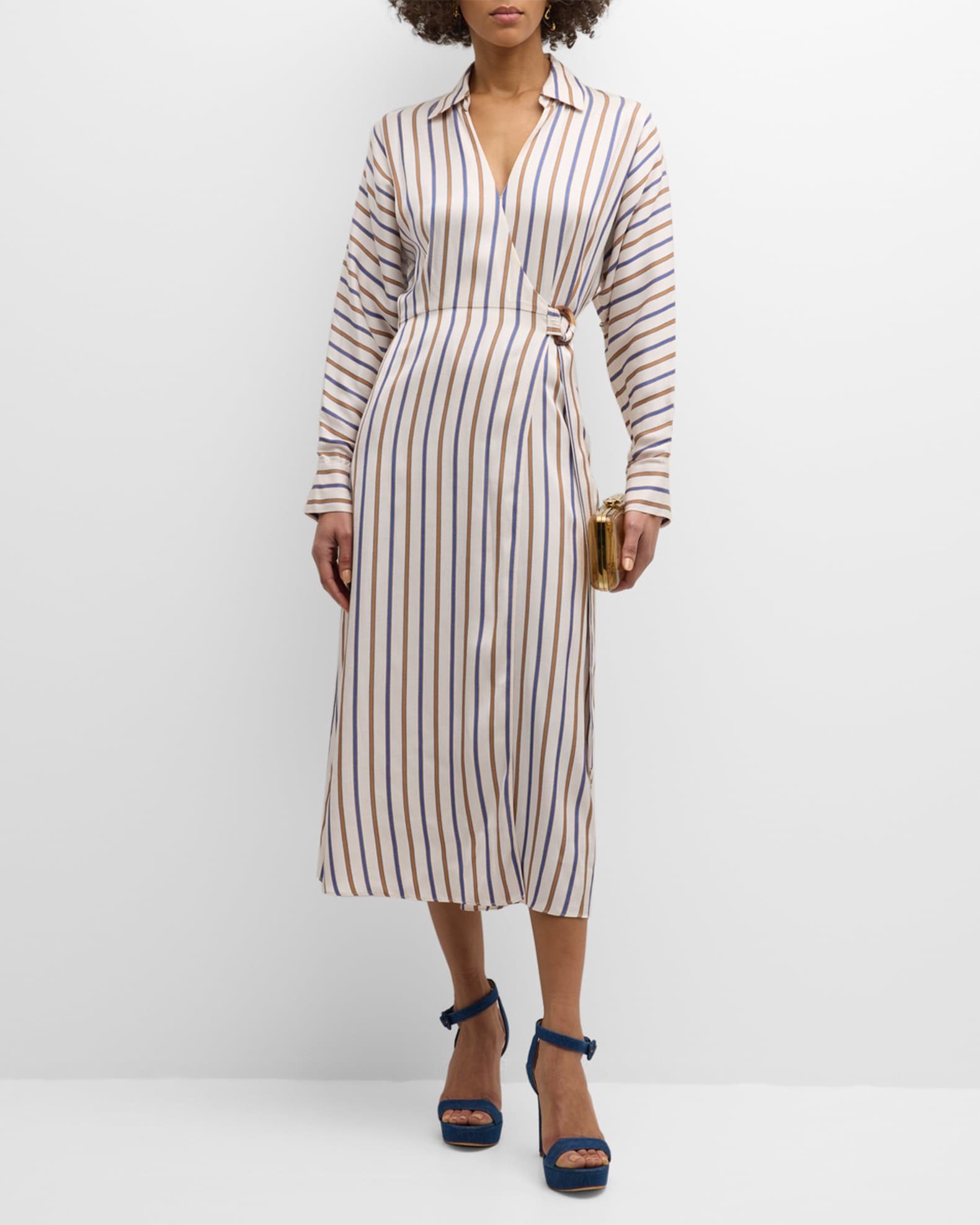 Veronica Beard Noor Striped Wrap Dress | Neiman Marcus