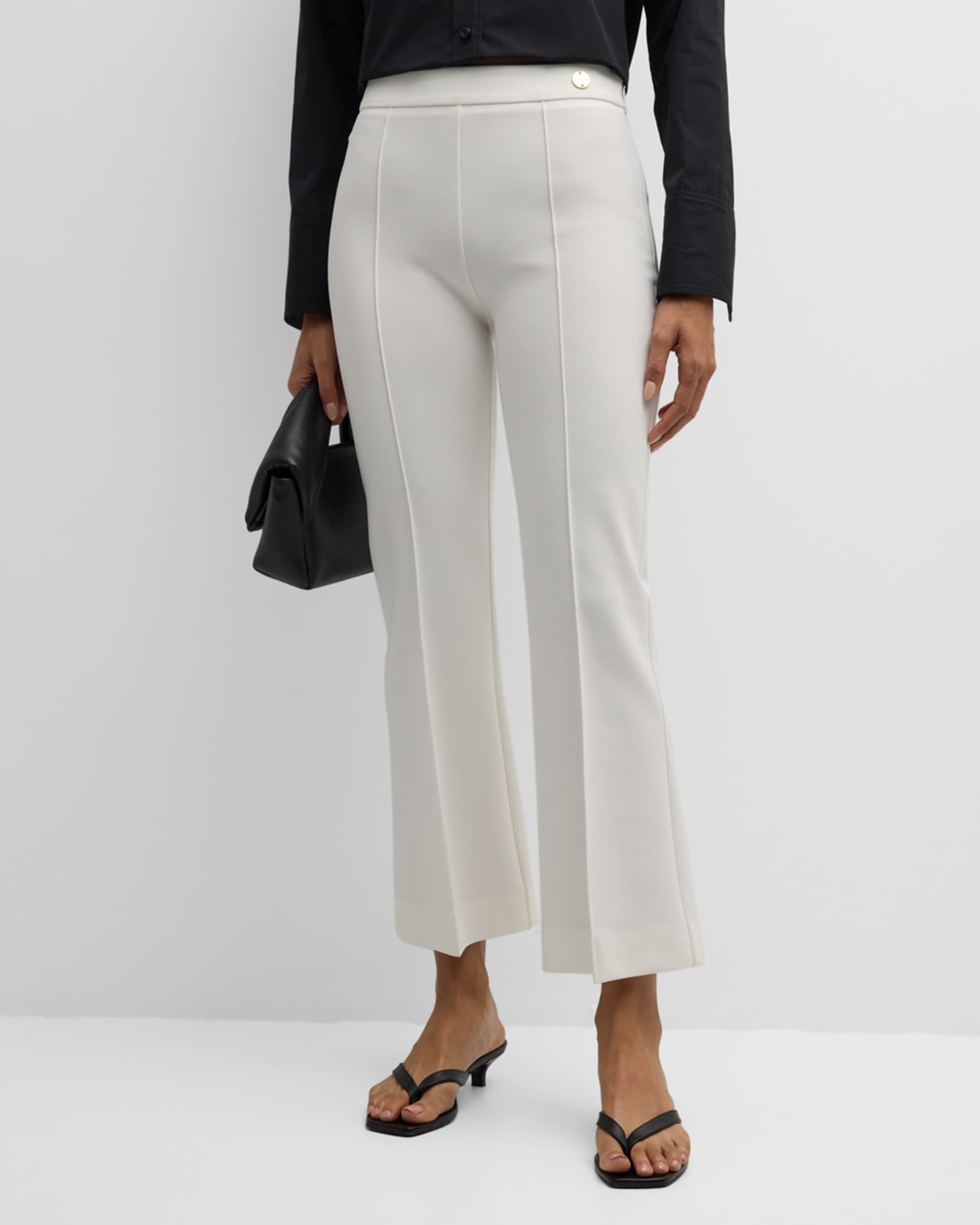 Lola Cropped Pintuck Flare-Leg Pants 1