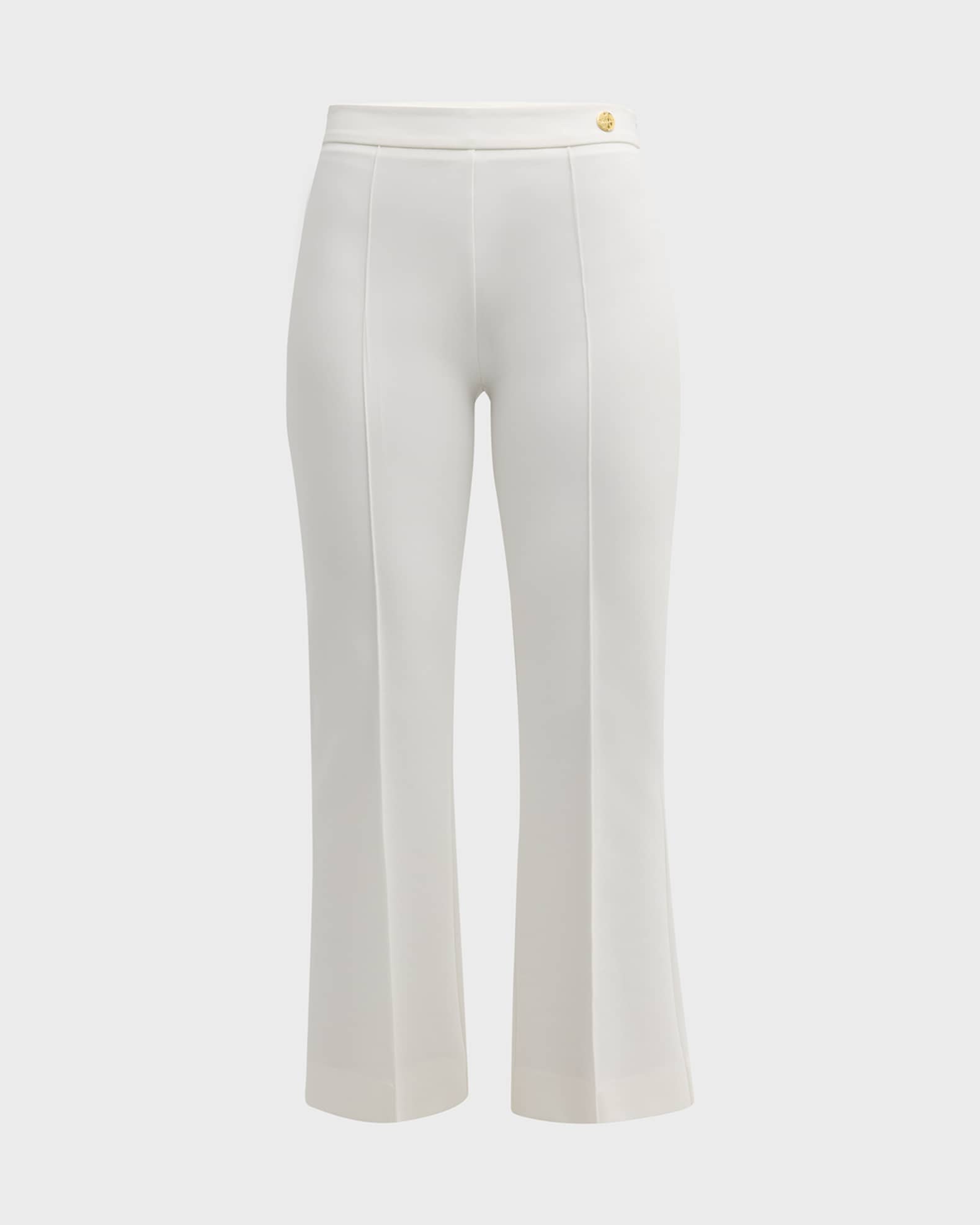Lola Cropped Pintuck Flare-Leg Pants 0