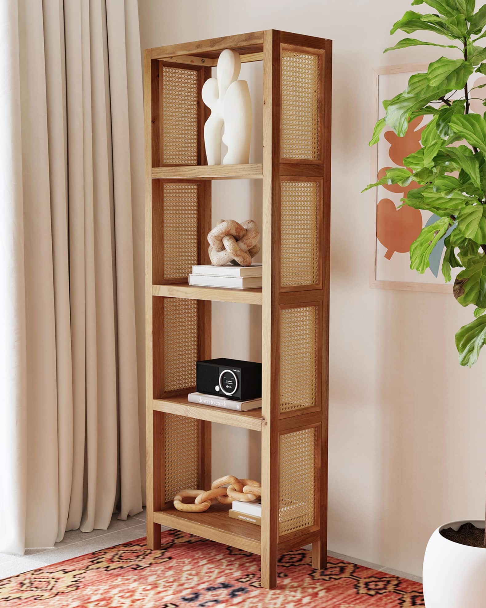Rattan etagere bookcase discount