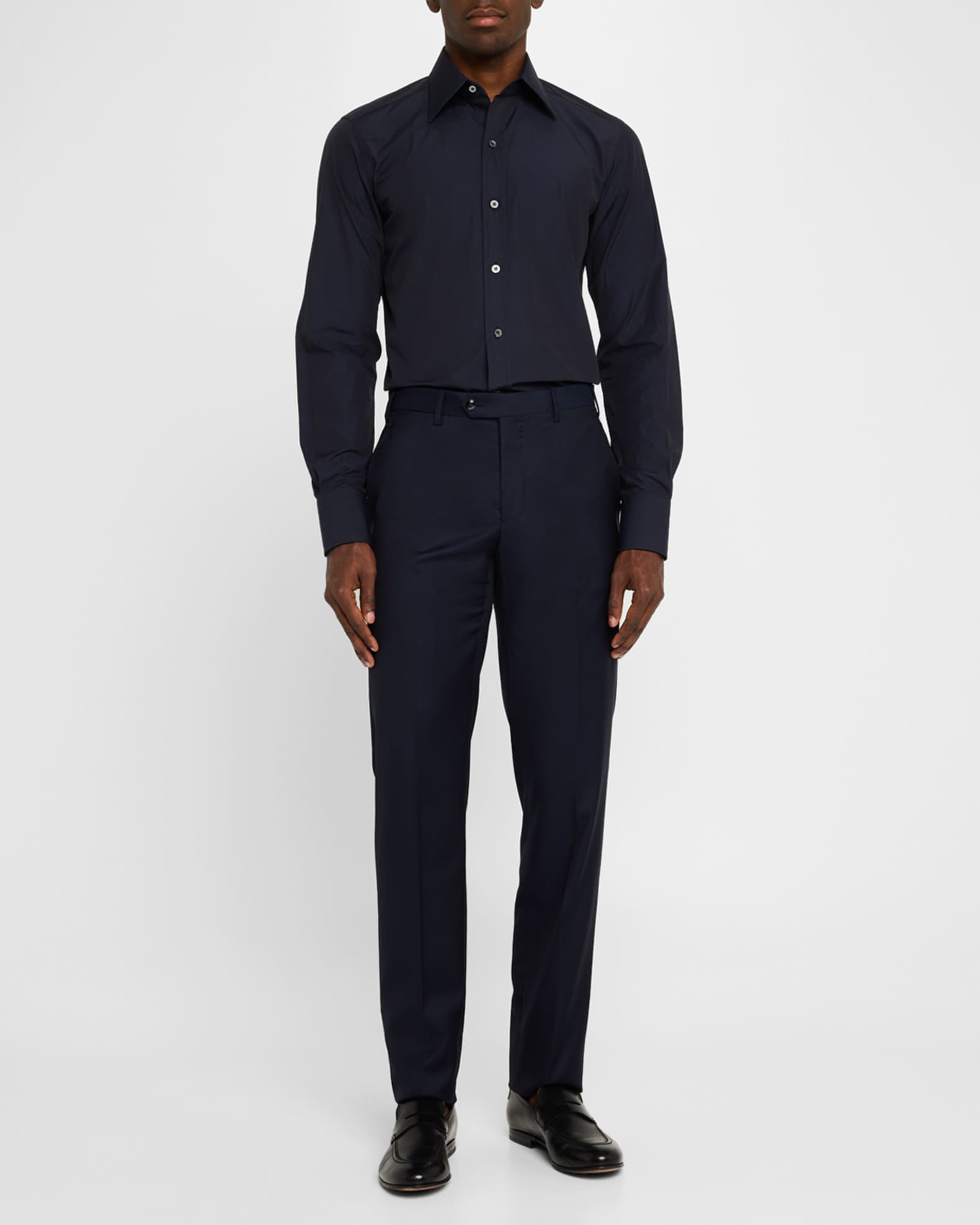 Giorgio Armani Men's Flat-Front Twill Trousers | Neiman Marcus