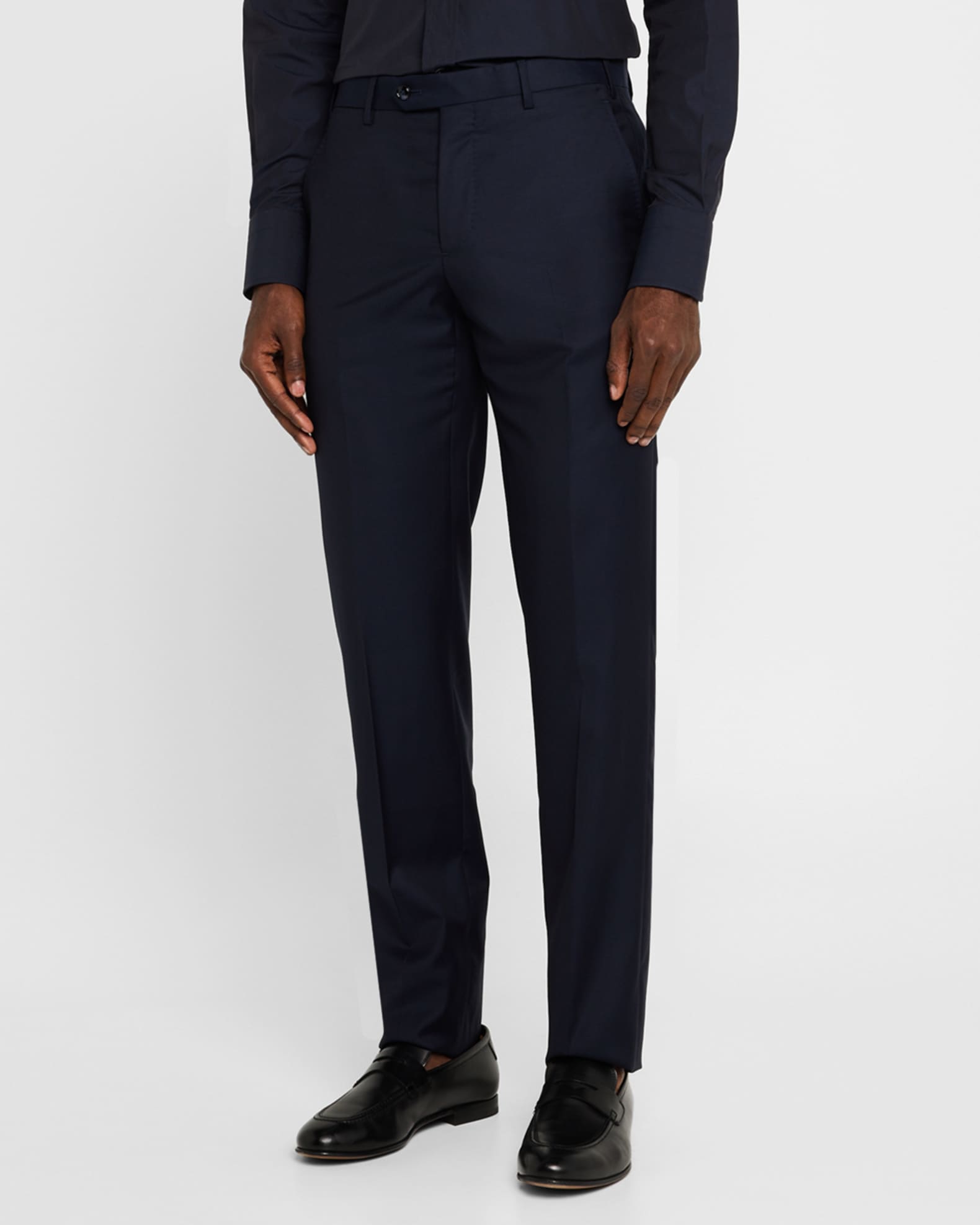 Armani Men's FlatFront Twill Trousers Neiman Marcus