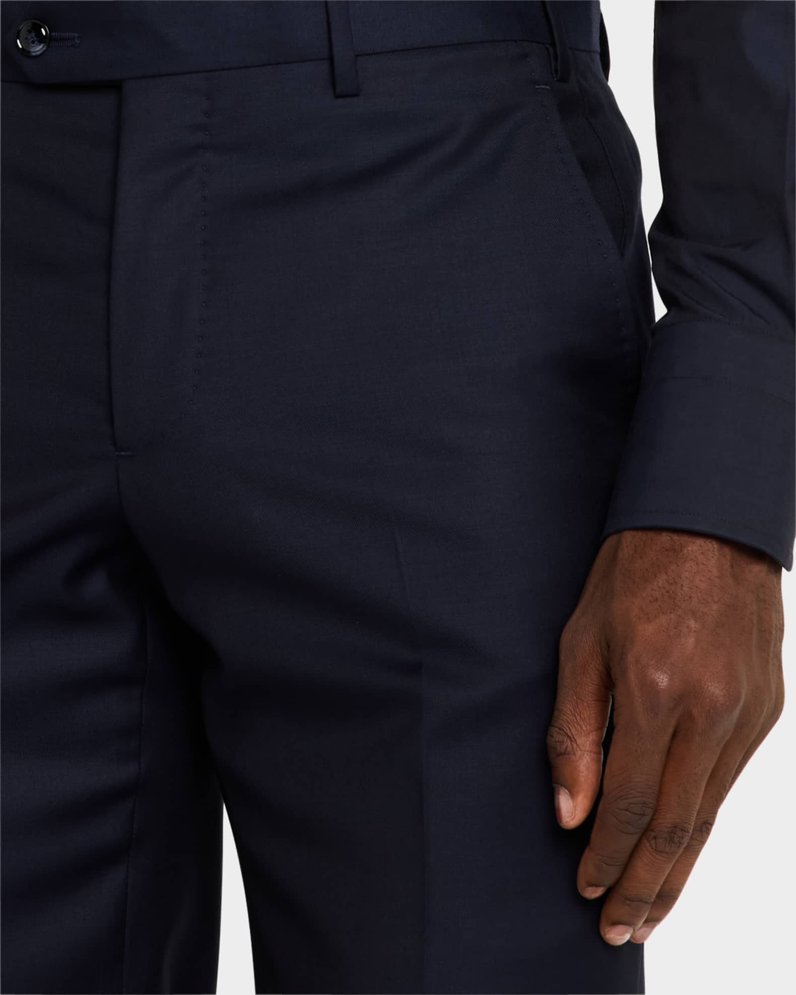 Giorgio Armani Men's Flat-Front Twill Trousers | Neiman Marcus