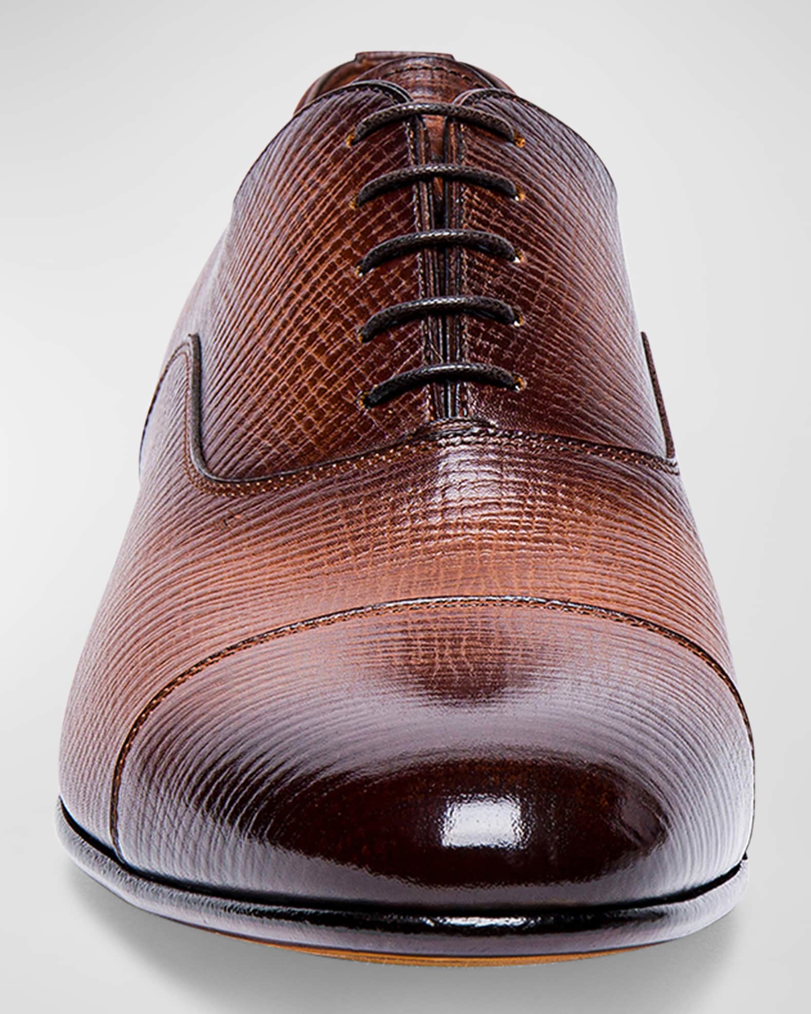 Santoni Men s Darian Textured Leather Oxfords Neiman Marcus