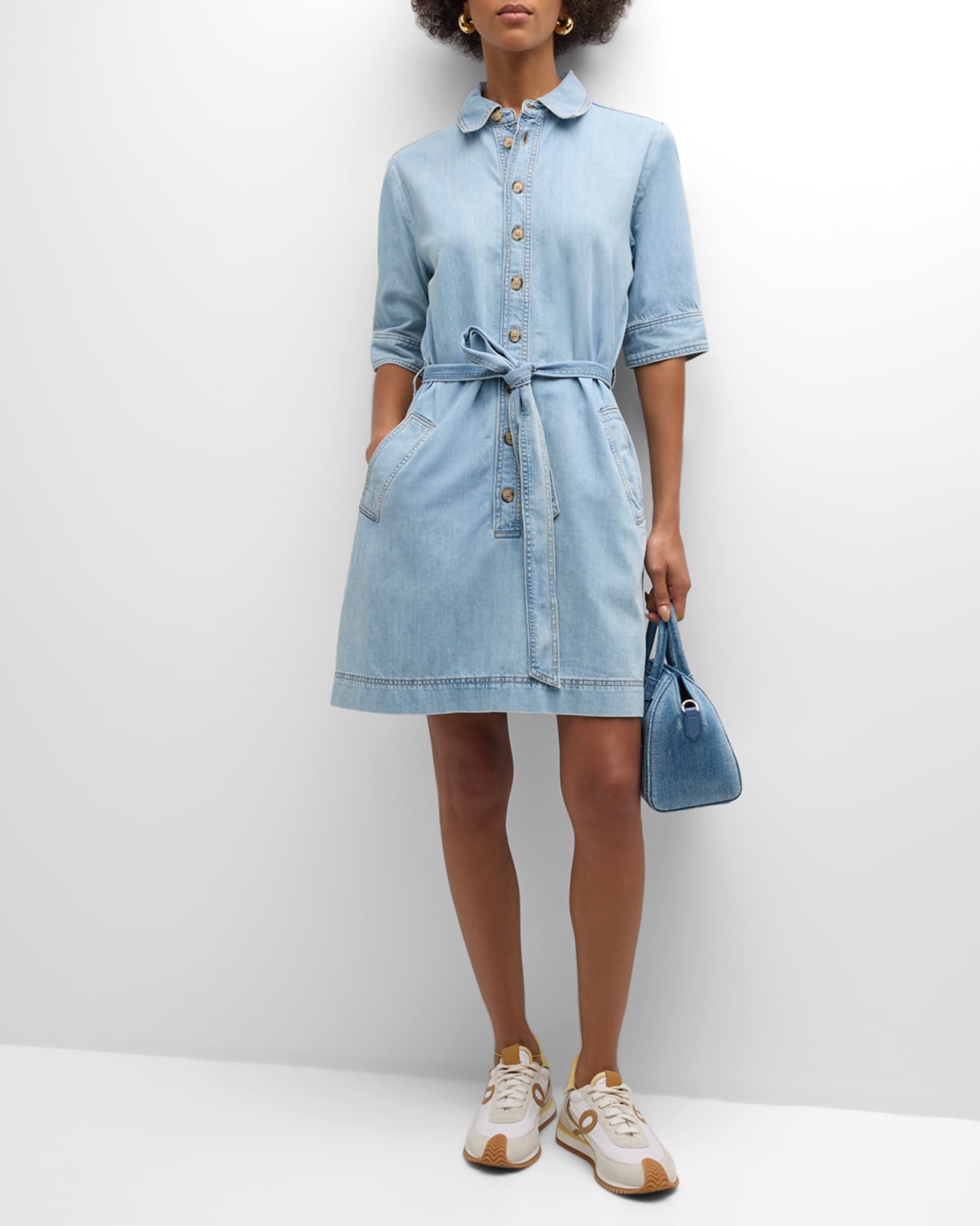 Belted denim shirt dress new arrivals