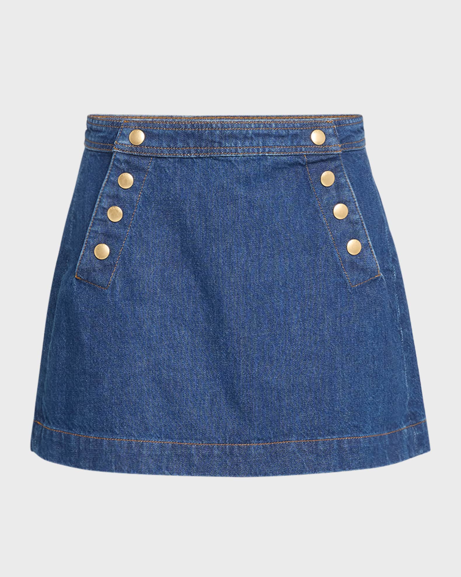 FRAME Sailor Snap Denim Mini Skirt
