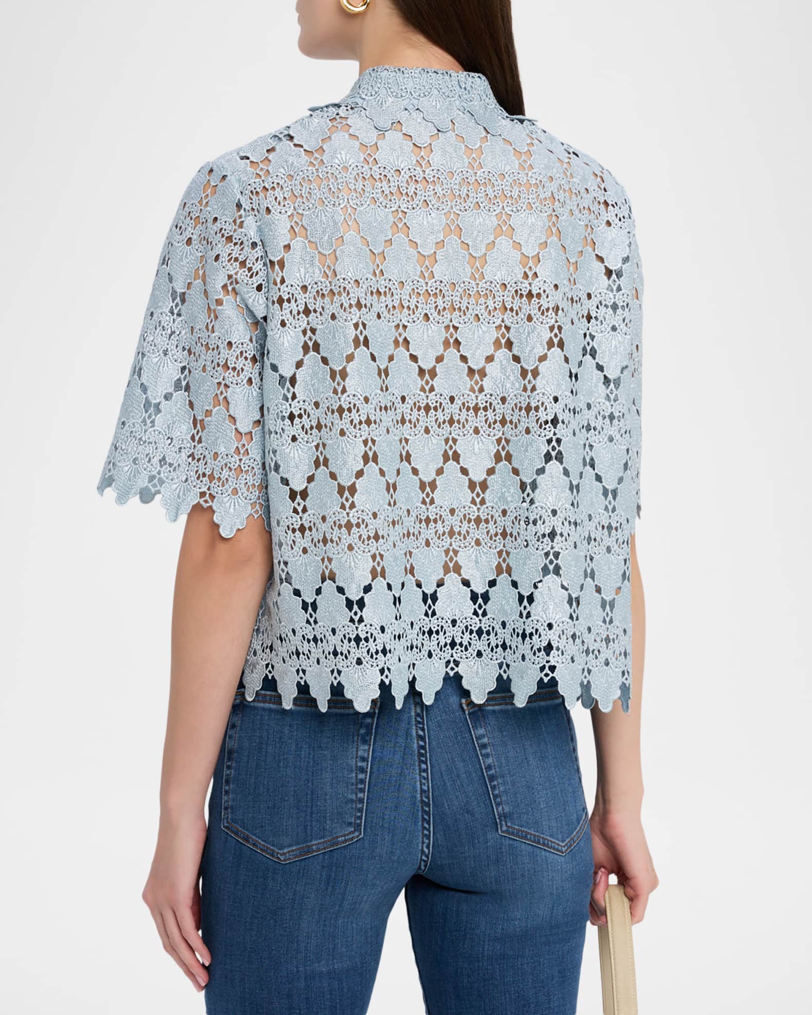 FRAME Lace Button-Front Shirt | Neiman Marcus