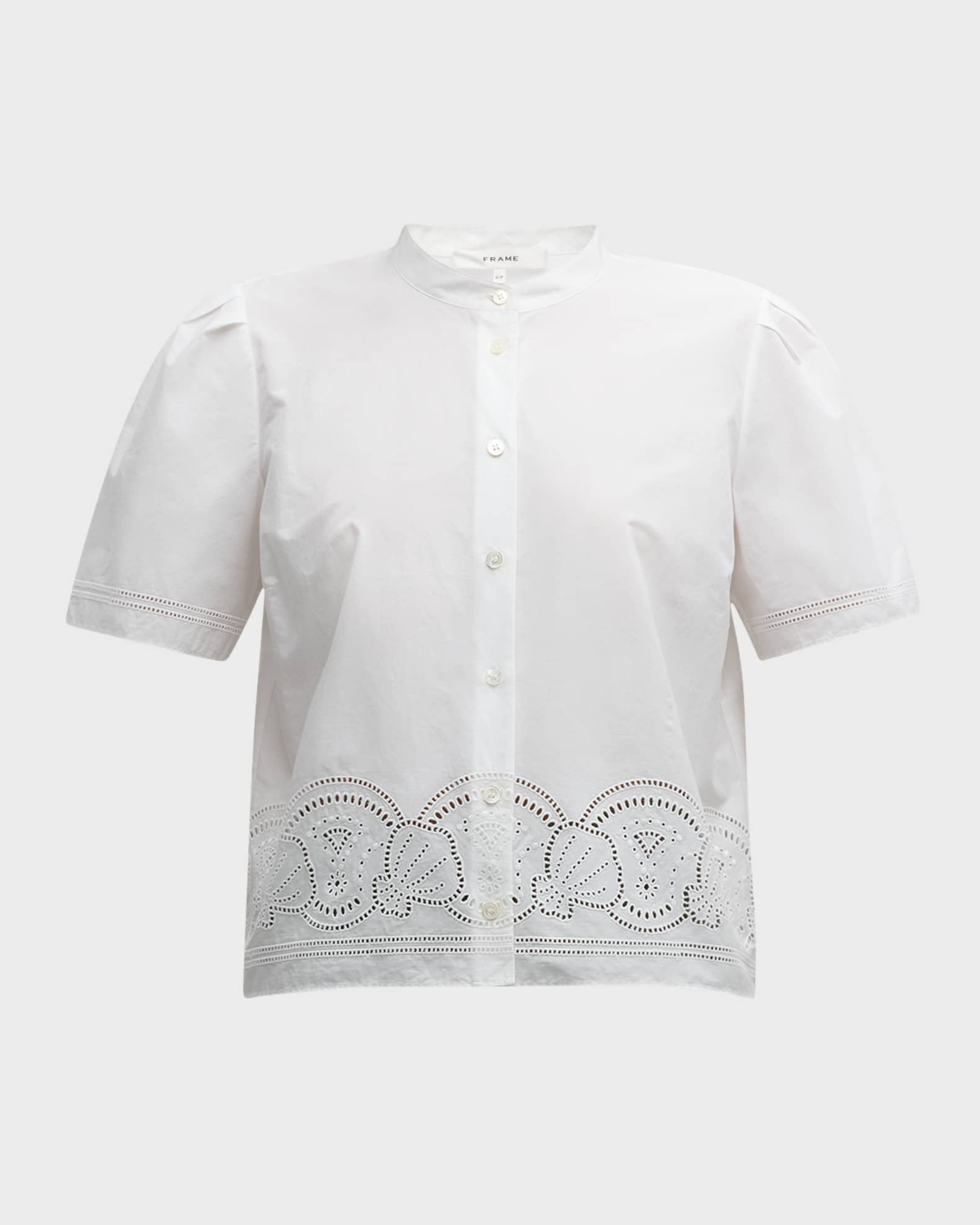 FRAME Embroidered Short-Sleeve Shirt