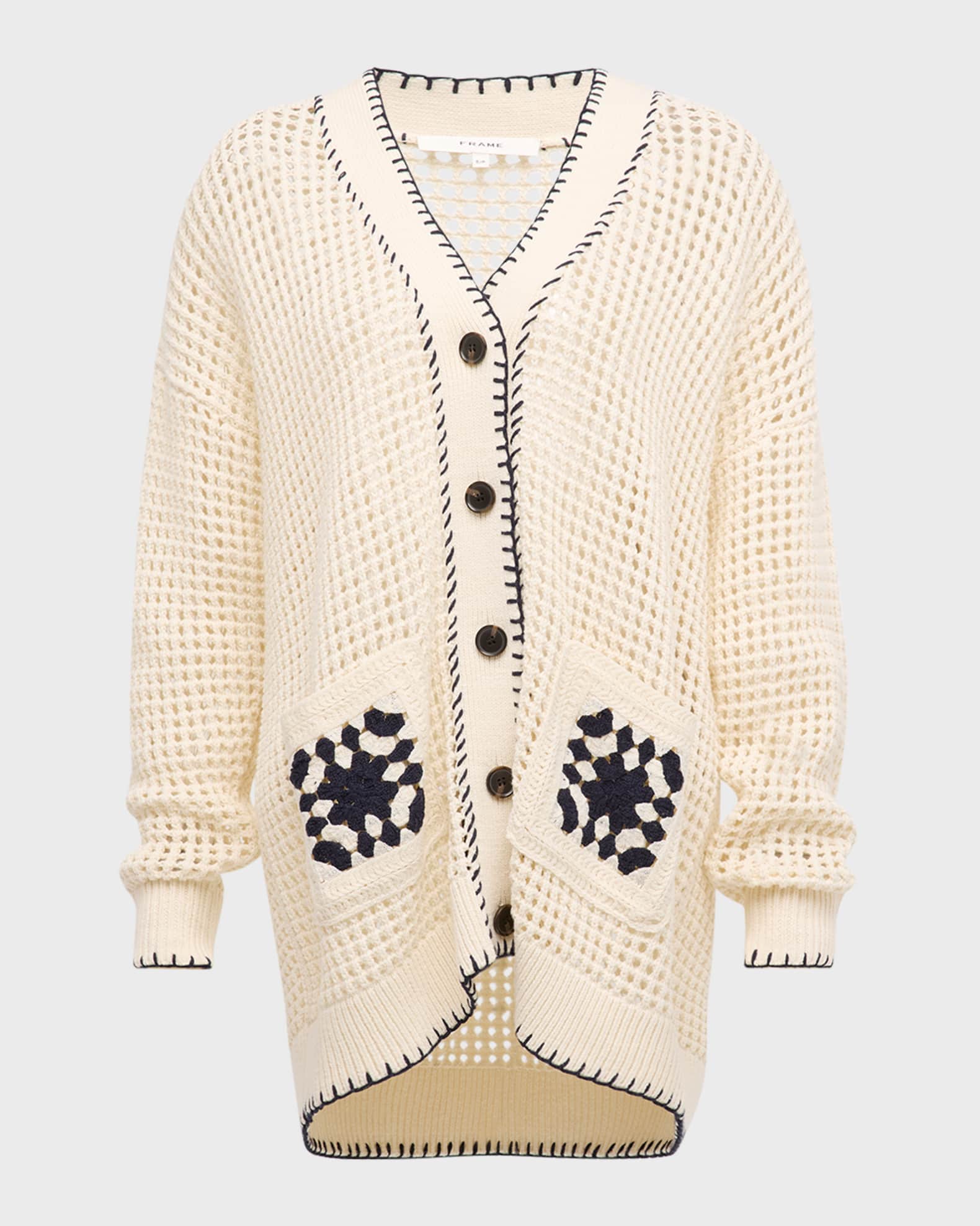 FRAME Crochet Pocket Cardigan